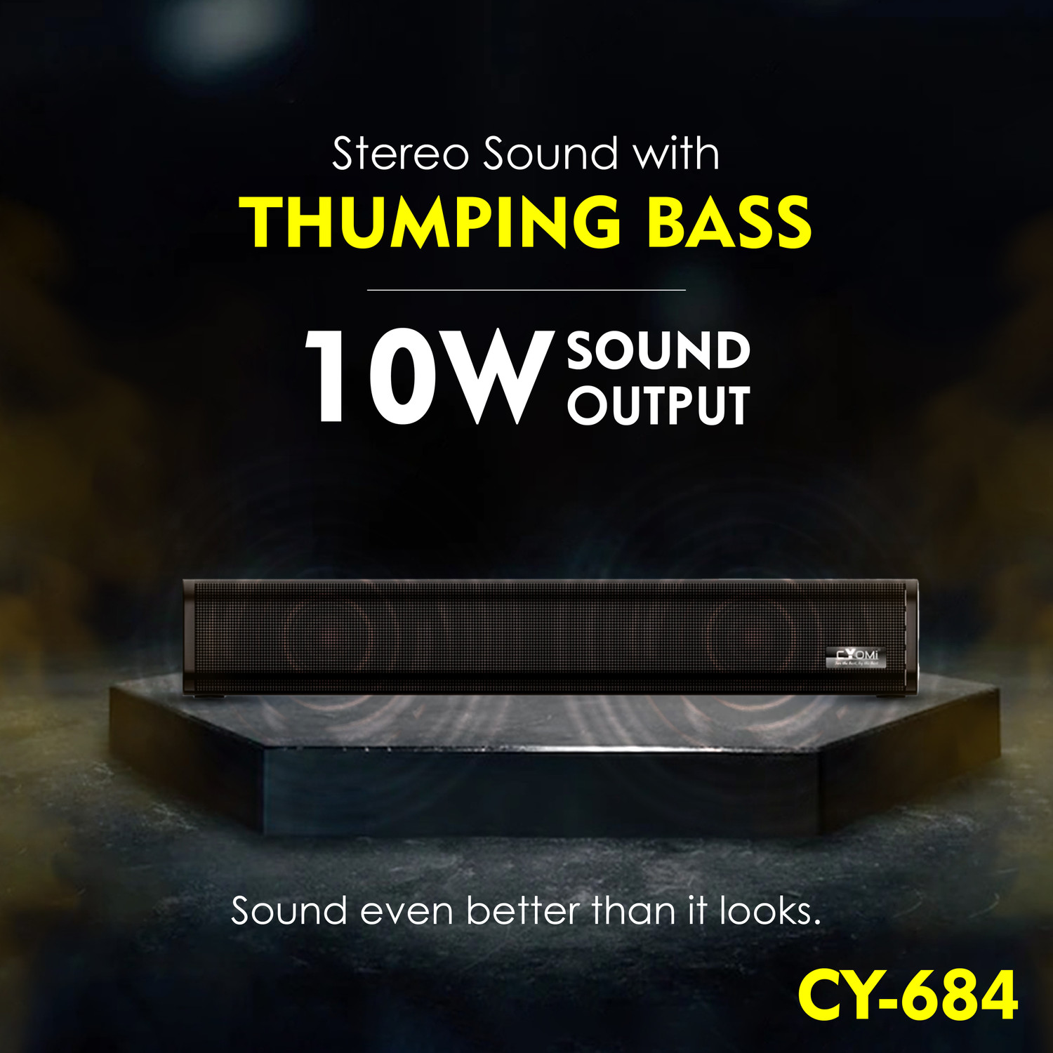 Image of CYOMI CY 684 v5.1 Wireless Sound bar Speaker with 8Hr Playtime 10 W Bluetooth Soundbar (Black, 5.1 Channel)