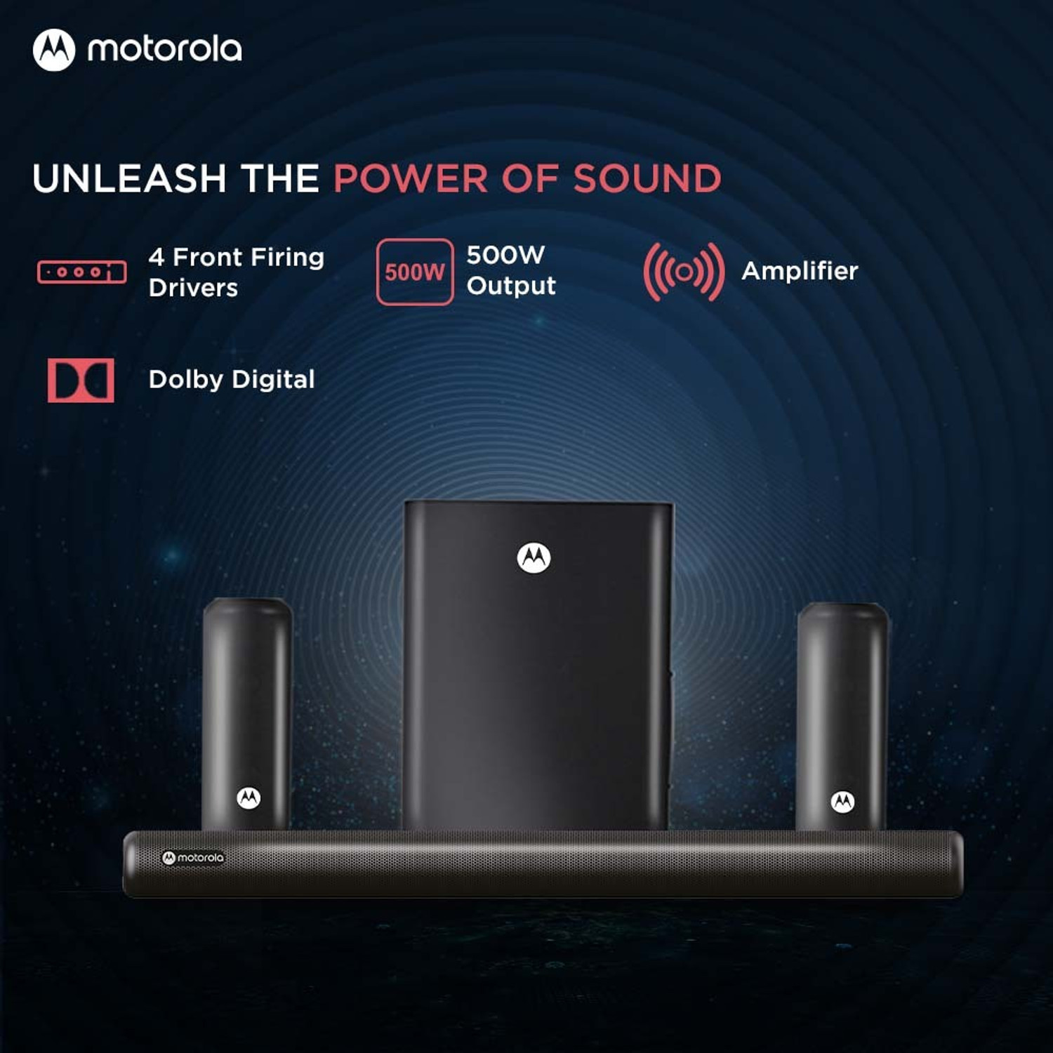 MOTOROLA AmphisoundX Vibe Dolby Digital 500 W Bluetooth Soundbar (Black