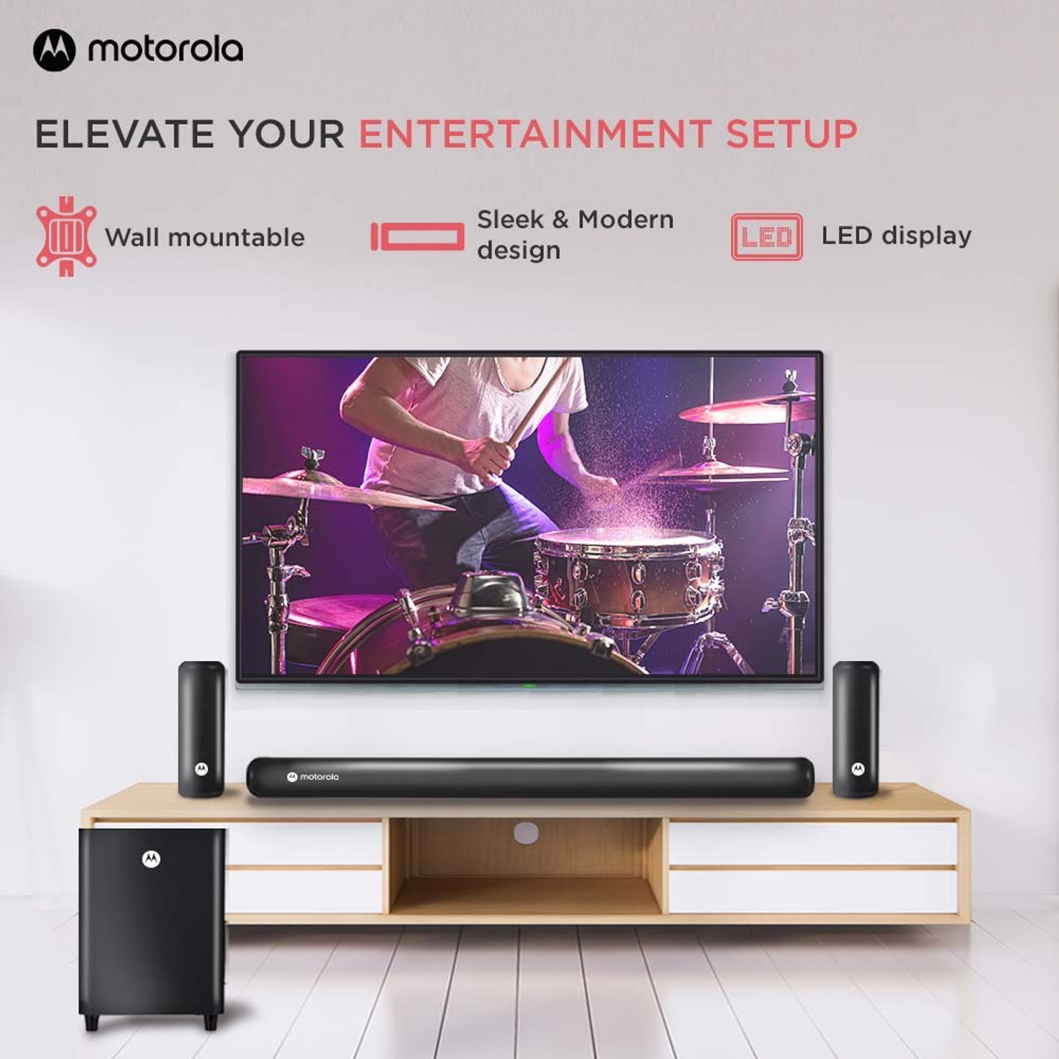 Image of MOTOROLA AmphisoundX Vibe Dolby Digital 500 W Bluetooth Soundbar