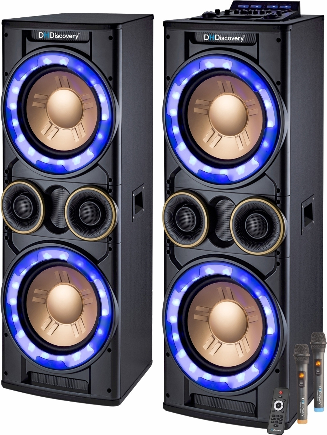 Image of DH Discovery DJ 1212 2000 W Bluetooth Tower Speaker (Black, 2.0 Channel)