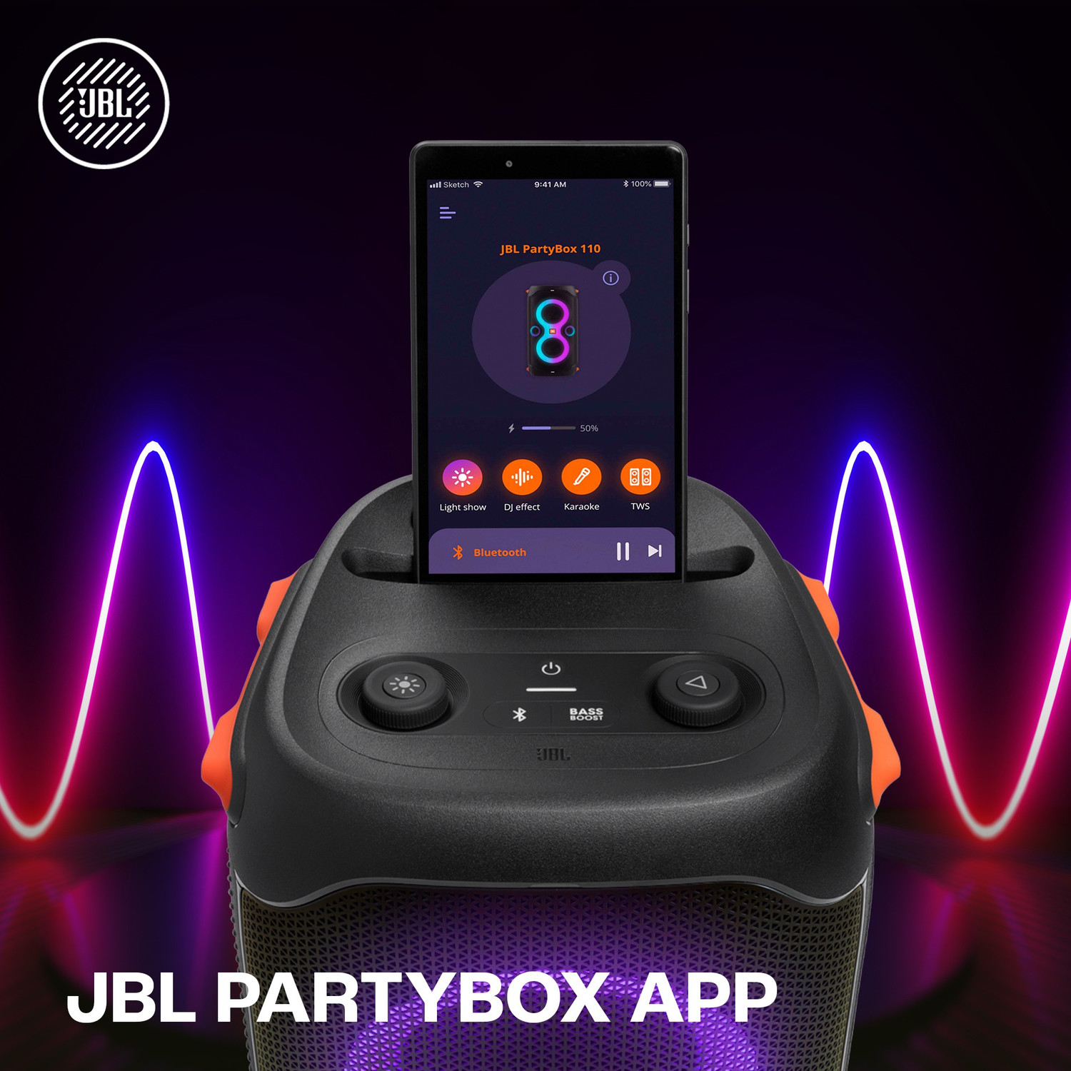 Image of JBL Partybox 110 with,Dynamic Light Show,Upto 12Hr Playtime, App 160 W Bluetooth Party Speaker