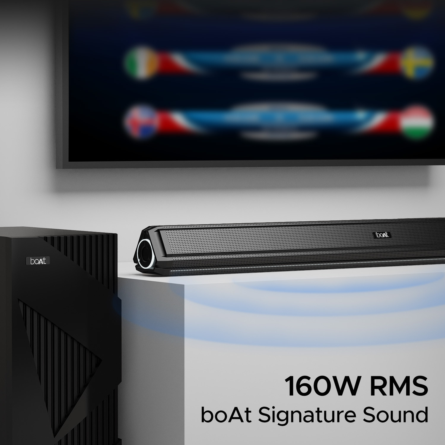 Image of boAt Aavante Bar Chord with Wireless Subwoofer and Dynamic LEDs 160 W Bluetooth Soundbar