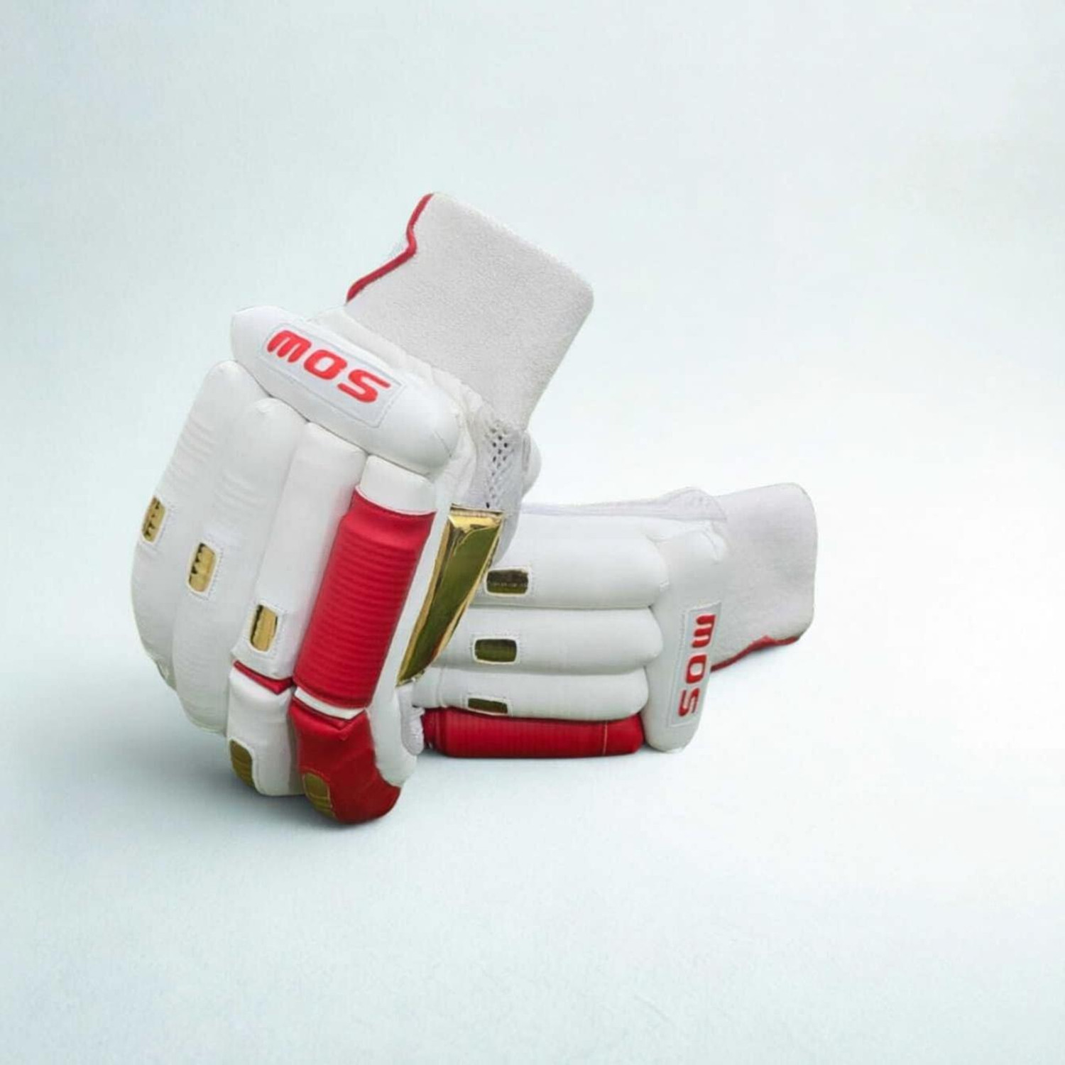 Cricket Batting Gloves (White, Red)