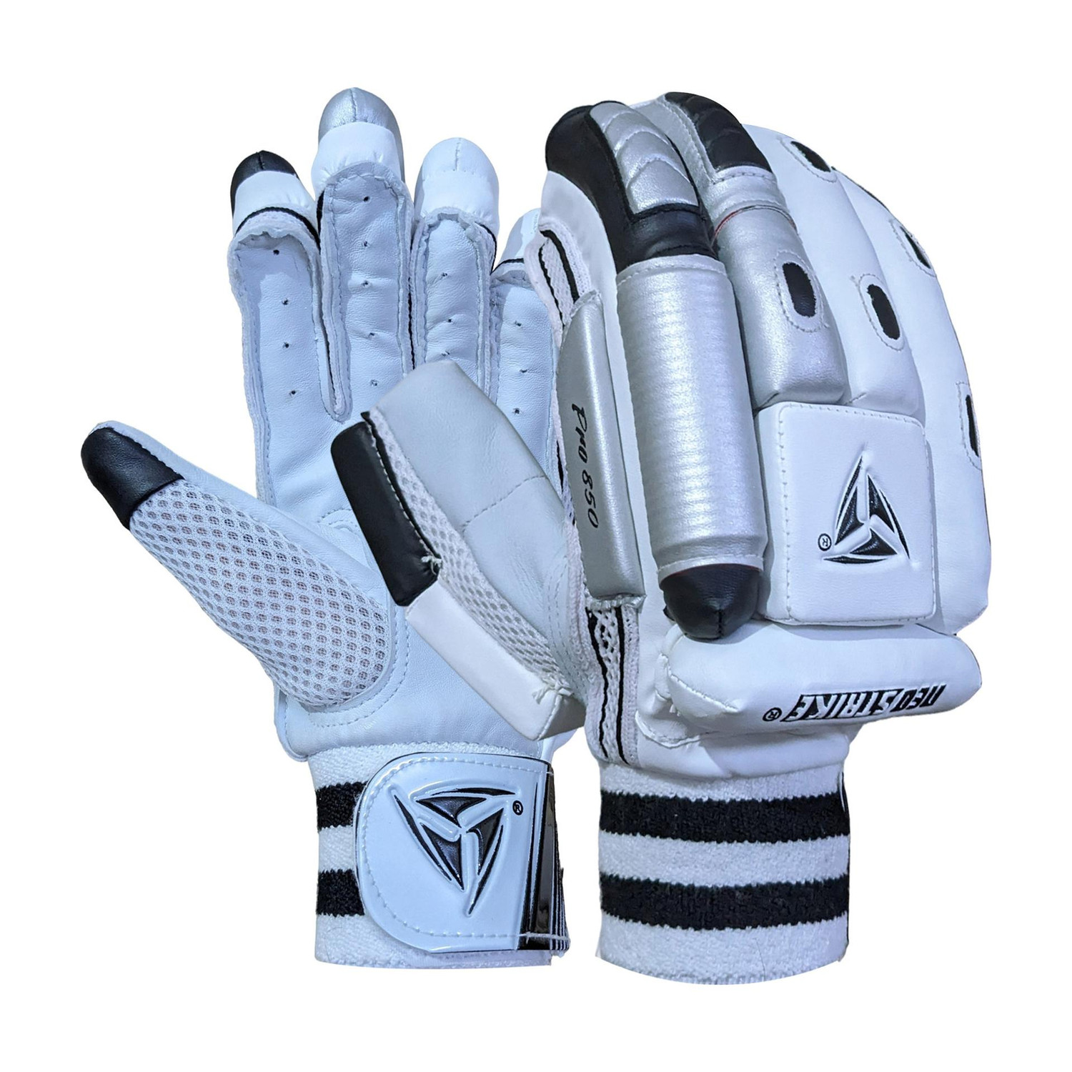 Neo Strike Pro 850 Batting Gloves  (White, Black, Silver)