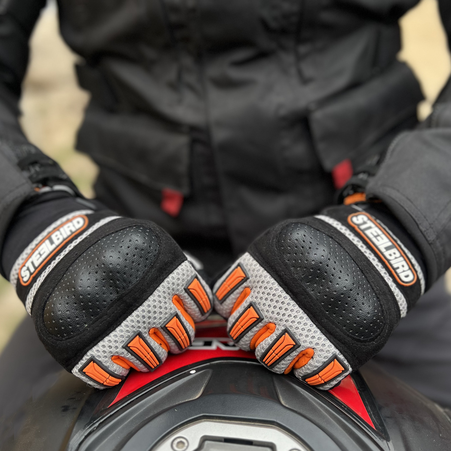 Image of Steelbird Adventure A-1 Full Finger Bike Riding Gloves with Touch Screen Sensitivity Riding Gloves