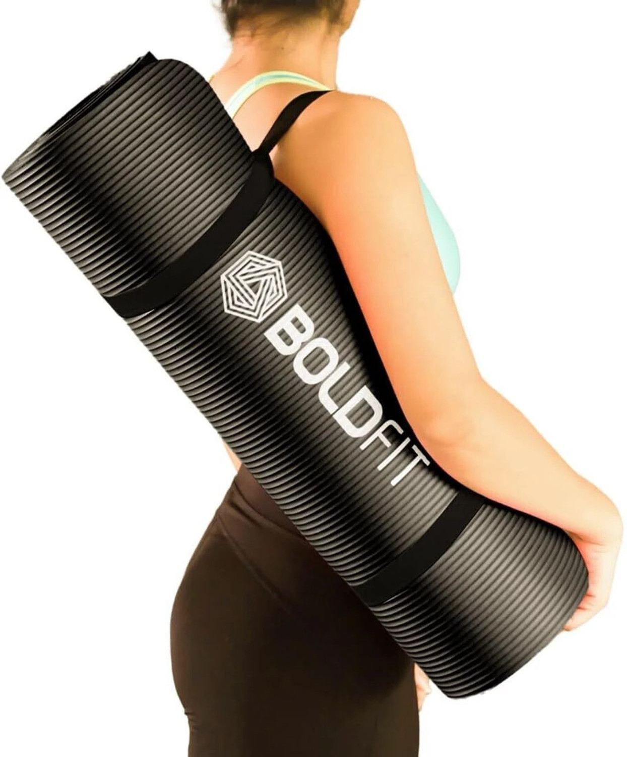 BOLDFIT NBR Yoga Mat For Women &amp; Men-10mm Thick Non Slip Exercise mat For Home-Gym Workout Black 10 mm Yoga Mat