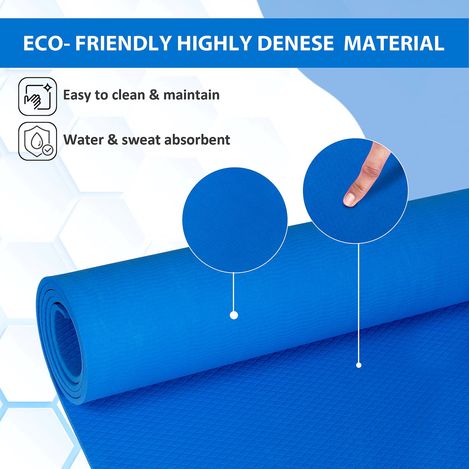 Image of Quick Shel EVA Anti Slip Home Gym Exercise Workout Fitness for Men Women Kids Blue 4 mm Yoga Mat