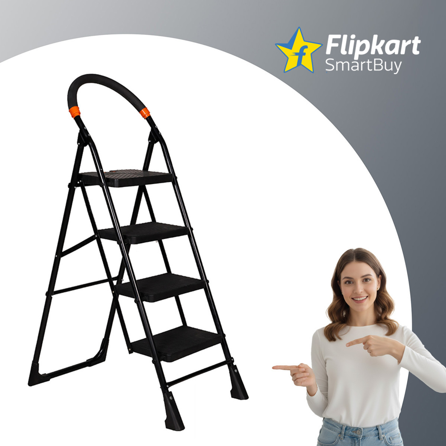 Flipkart SmartBuy 4 Step Kitchen platform ladder Steel Ladder  (With Platform)