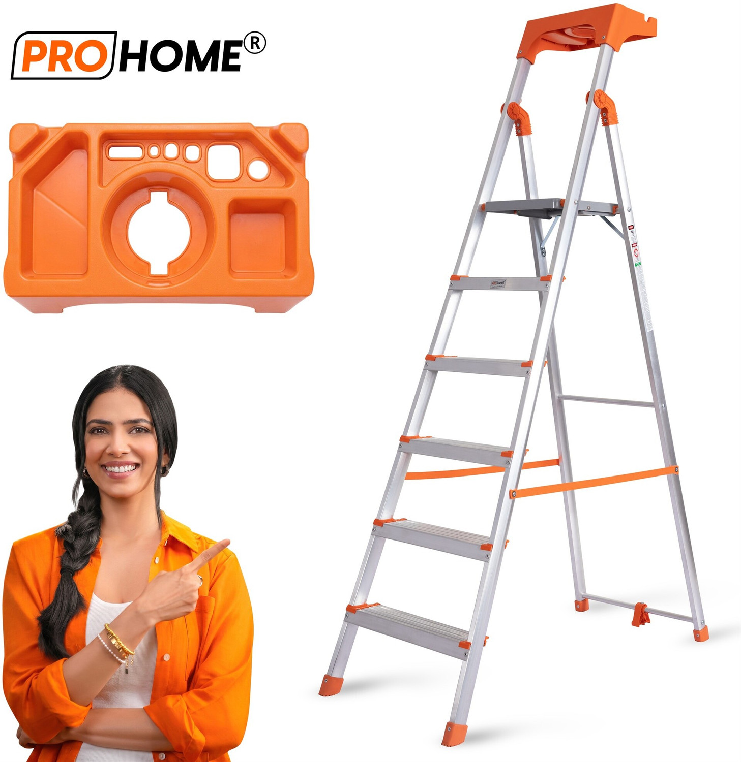 ProHome 6 Step 250Kgs Load Bearing Capacity Aluminium Ladder