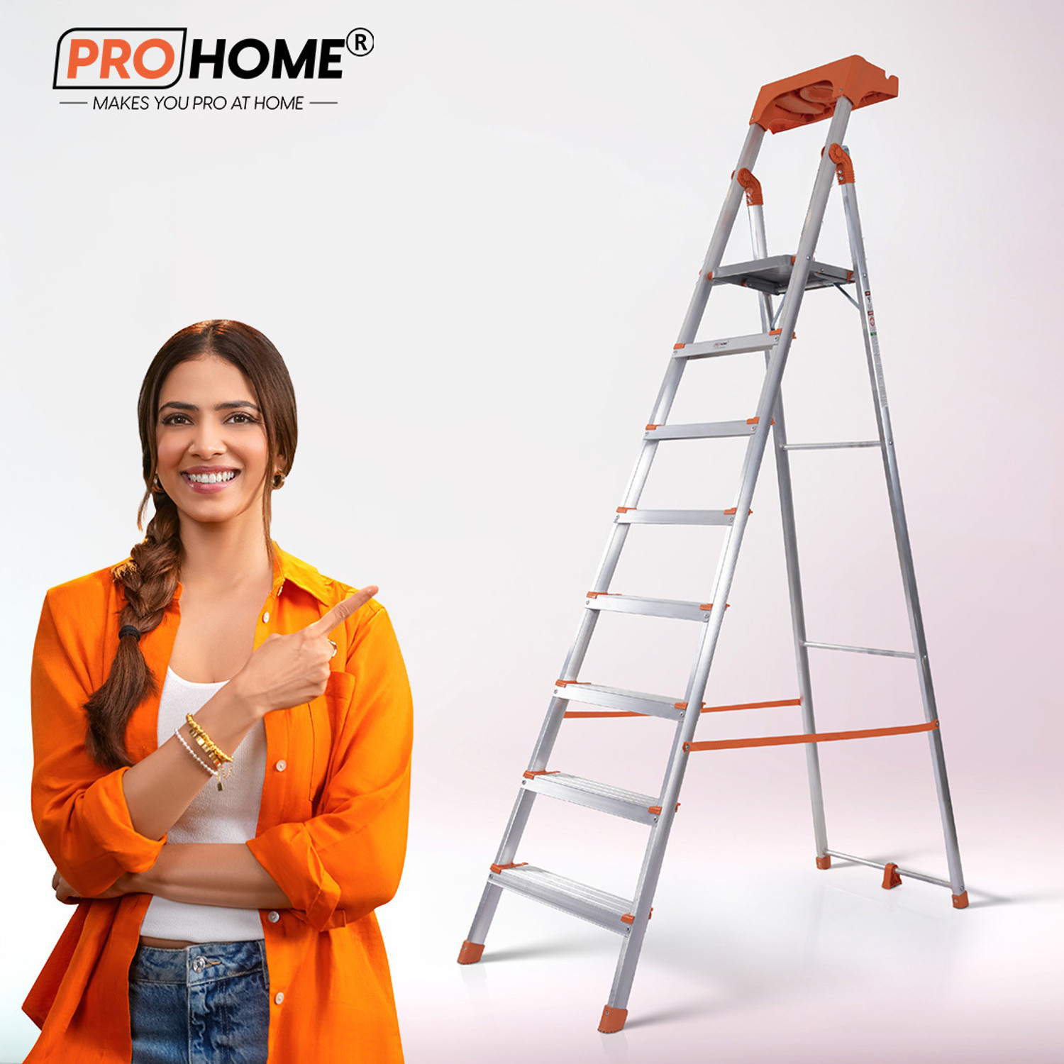 ProHome 8 Step 250Kgs Load Bearing Capacity Aluminium Ladder