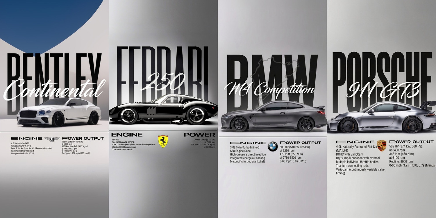 Image of WallBiirds 8 inch Supercars, Classics & Sports Car Wall Art Paper Print Self Adhesive Sticker (Pack of 4)