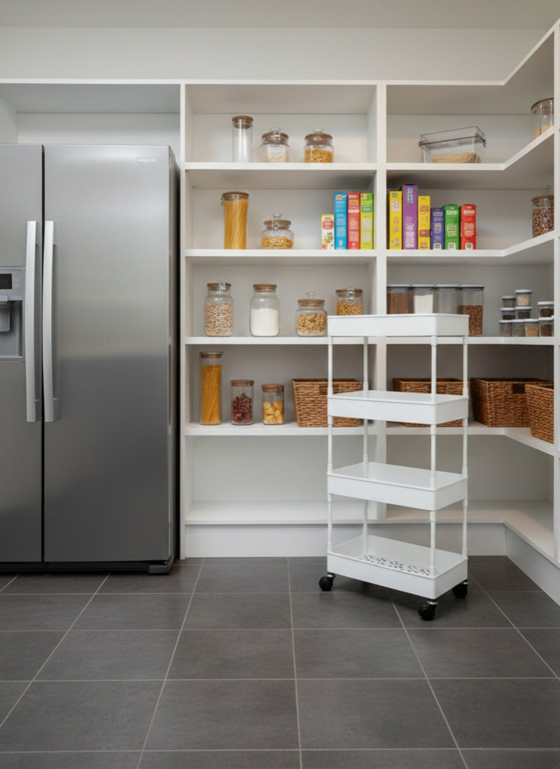 Image of HUMBLE KART Storage Cart 4 Tier Mobile Shelving Unit Organizer Kitchen Bathroom Laundry Plastic Kitchen Trolley (DIY(Do-It-Yourself))