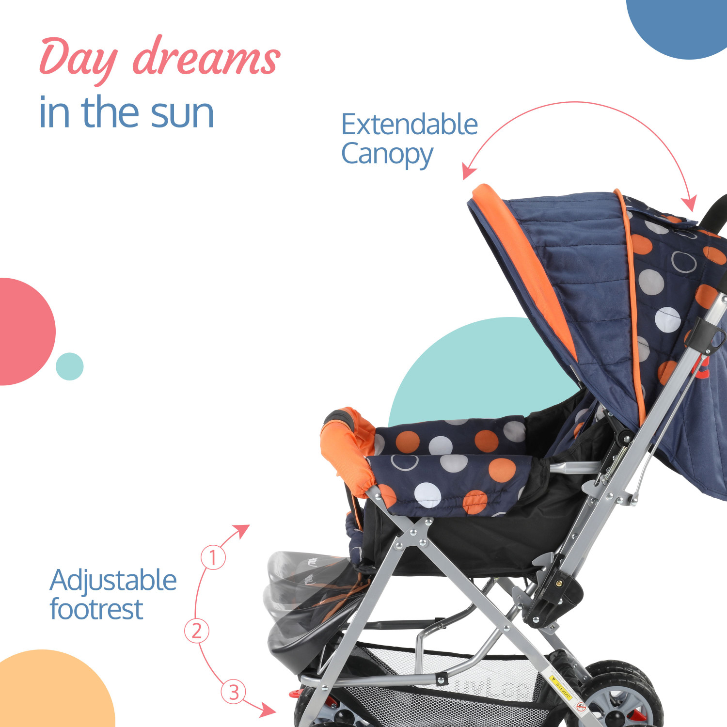 Image of LuvLap Sunshine Stroller /Pram, Easy Fold, for Newborn Baby /Kids, 0-3 Years, Stroller