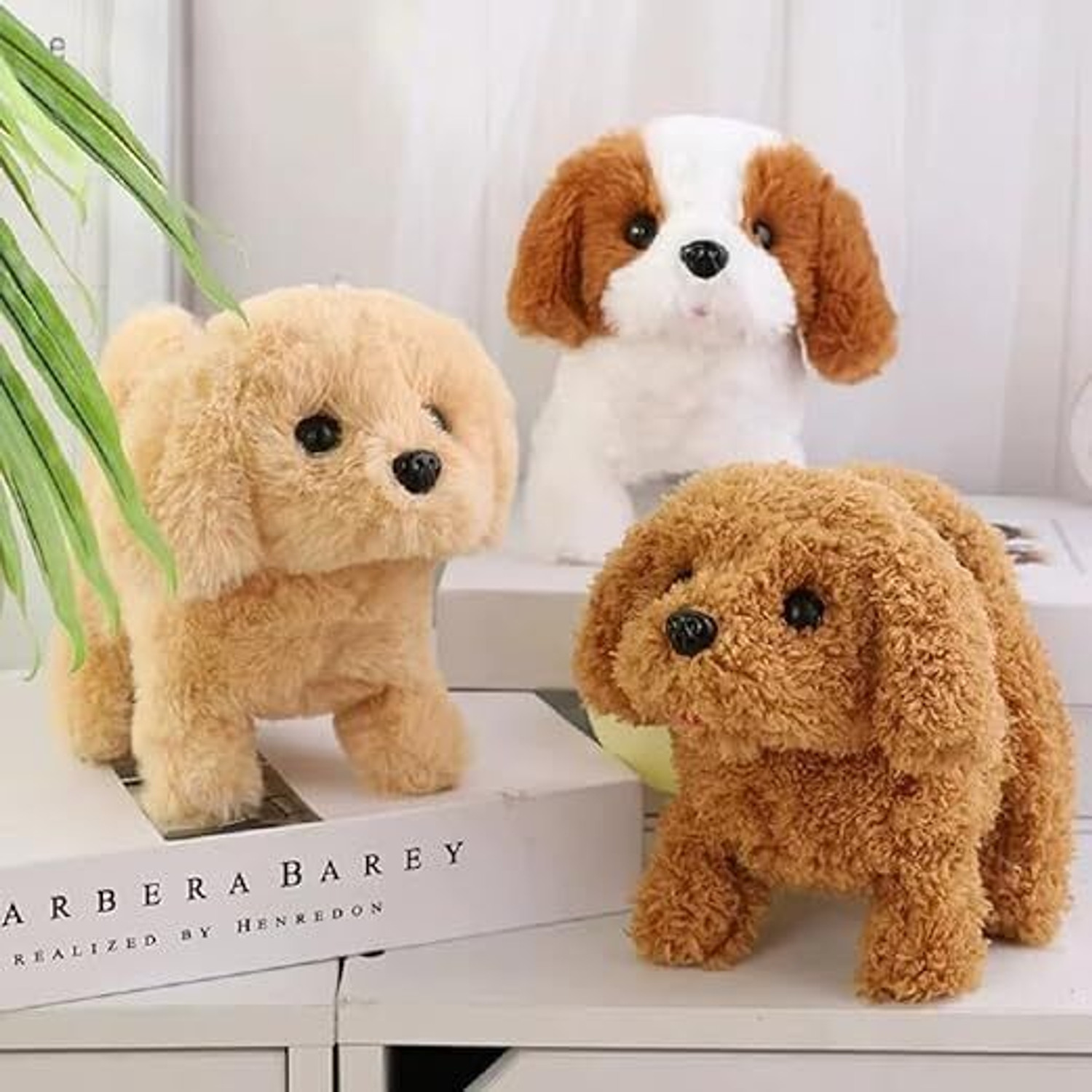 Image of FIVE NINE TOYS Interactive Plush Walking Barking Puppy Toy with Tail Wag Sound for Kids - 8.5 cm (Multicolor)