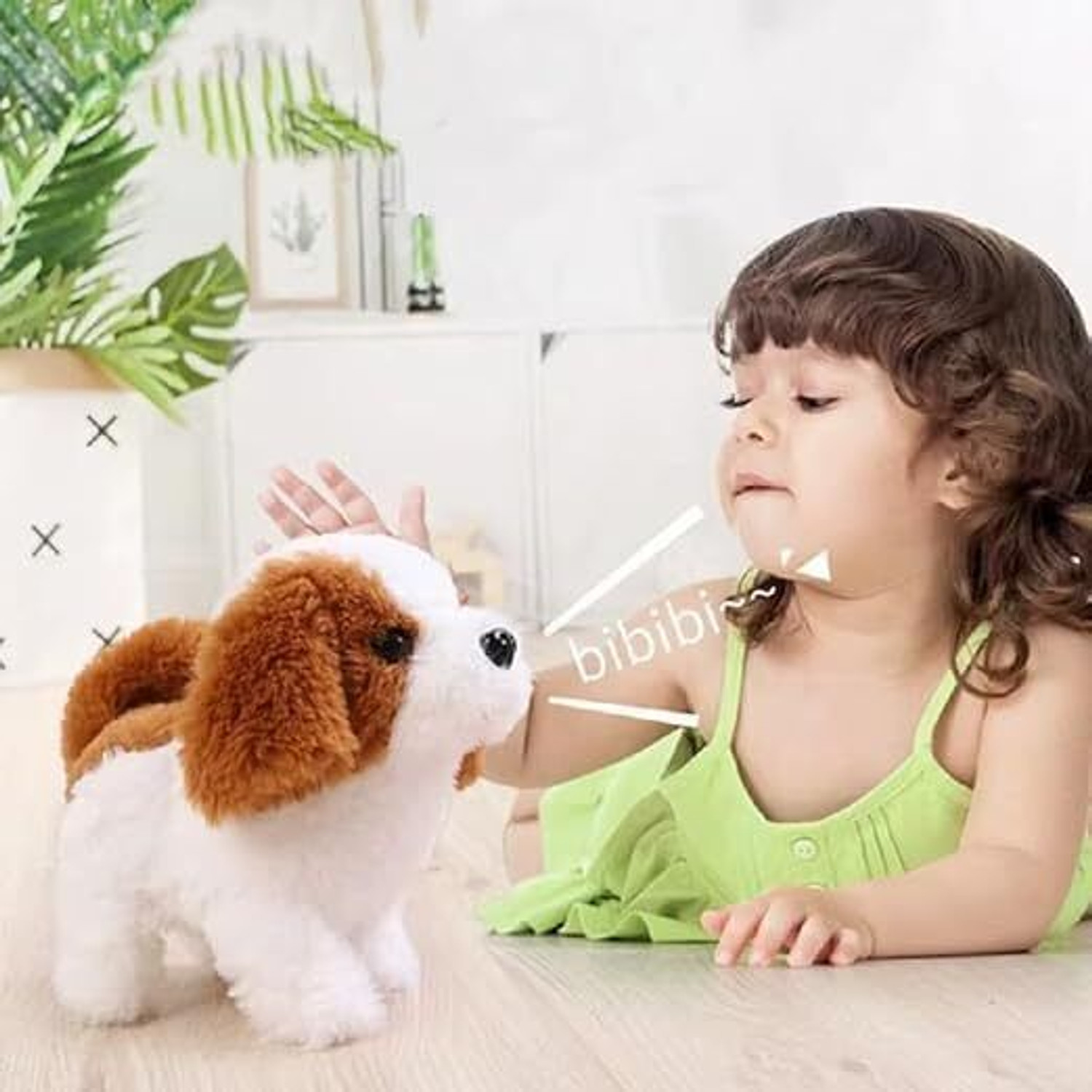Image of FIVE NINE TOYS Interactive Plush Walking Barking Puppy Toy with Tail Wag Sound for Kids - 8.5 cm (Multicolor)