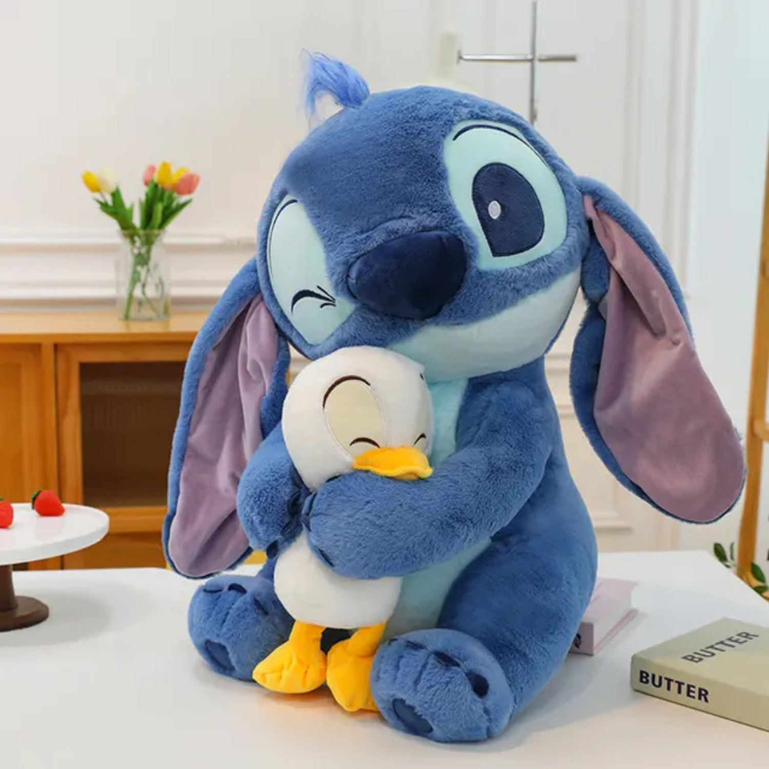 Image of tinytotem Sleeping Breathing Stitch Teddy with Music and Light Soft Toy - 32 cm (Multicolor)