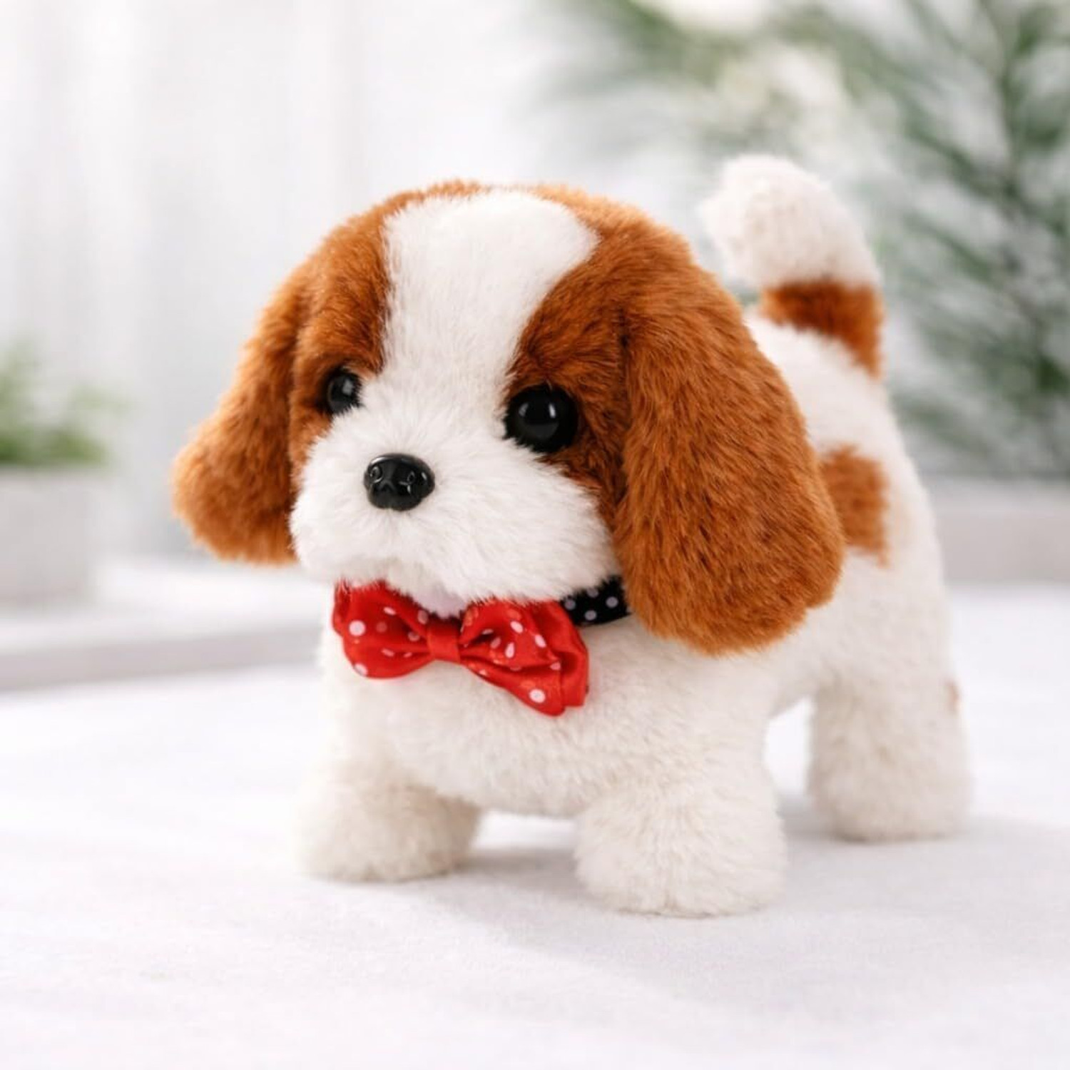 Image of FIVE NINE TOYS Interactive Plush Walking Barking Puppy Toy with Tail Wag Sound for Kids - 8.5 cm (Multicolor)