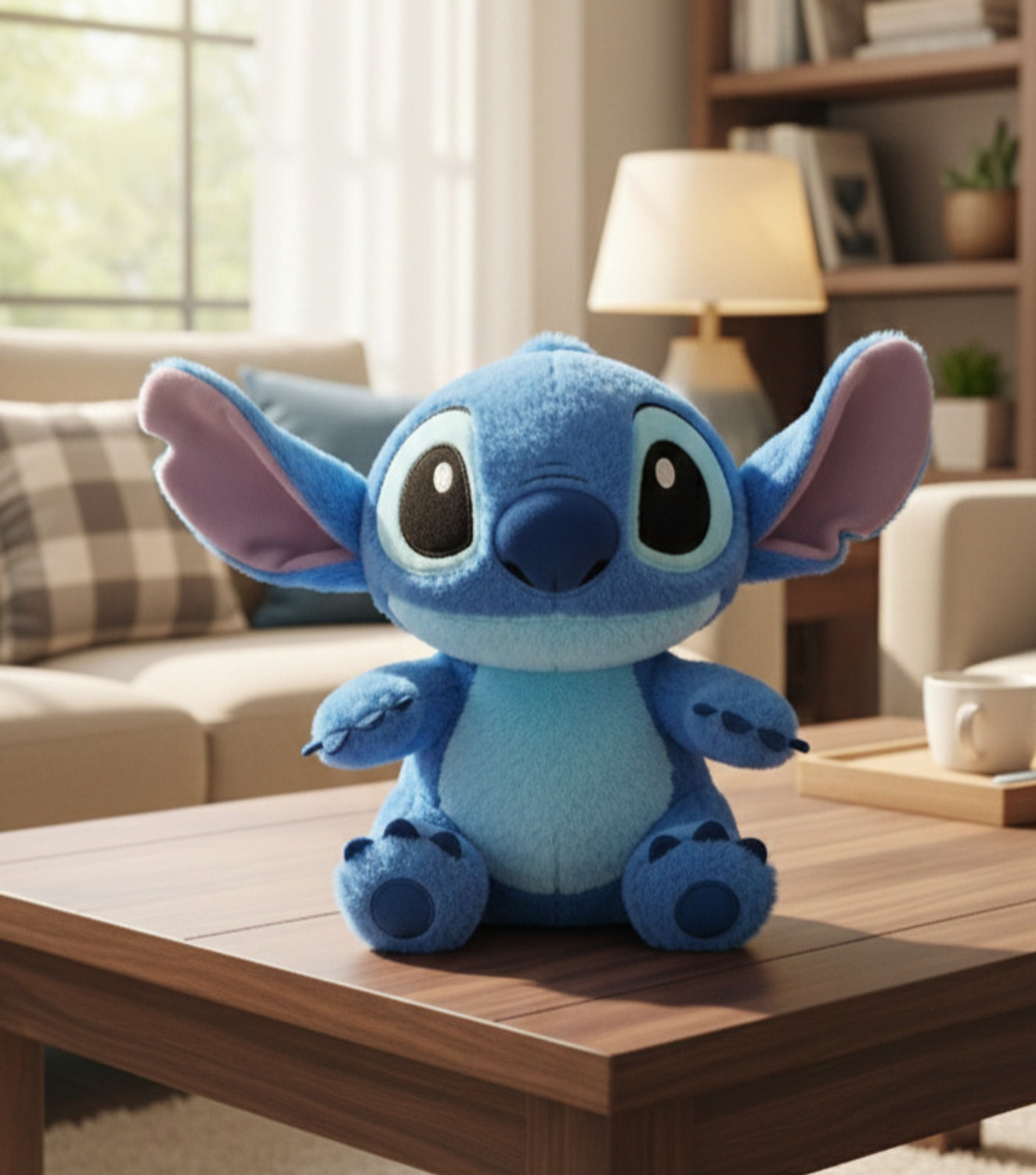 Image of tinytotem Sleeping Breathing Stitch Teddy with Music and Light Soft Toy - 32 cm (Multicolor)
