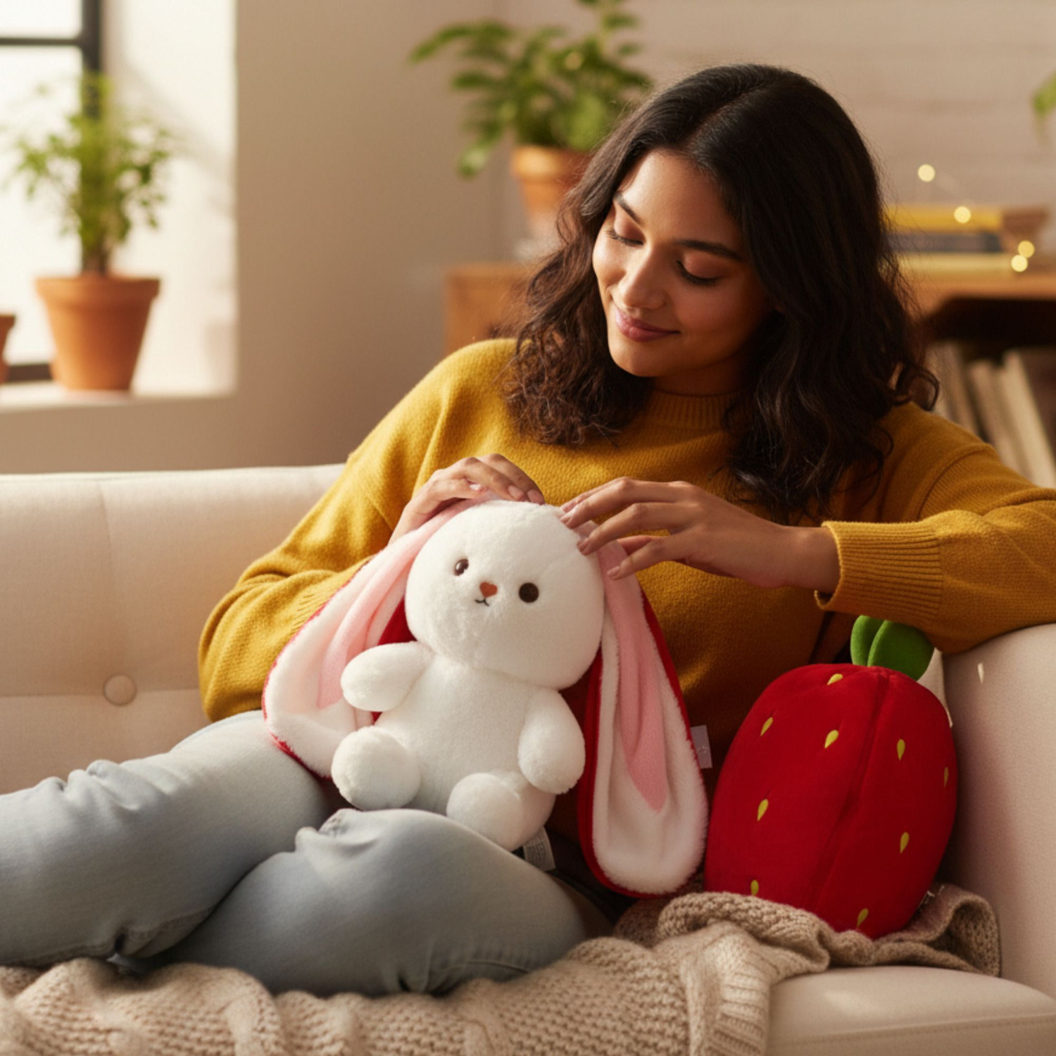 Image of tinytotem Sleeping Breathing Stitch Teddy with Music and Light Soft Toy - 32 cm (Multicolor)