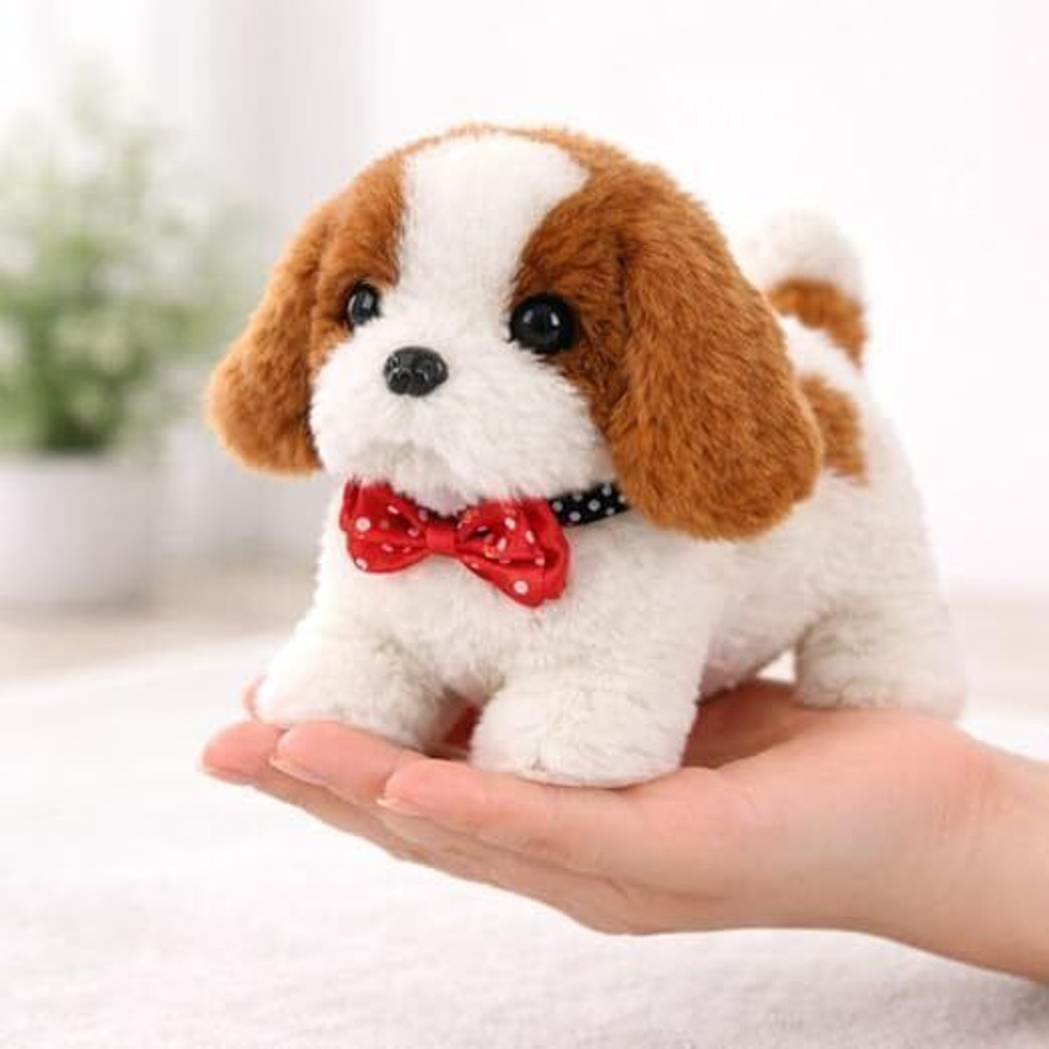 Image of FIVE NINE TOYS Interactive Plush Walking Barking Puppy Toy with Tail Wag Sound for Kids - 8.5 cm (Multicolor)