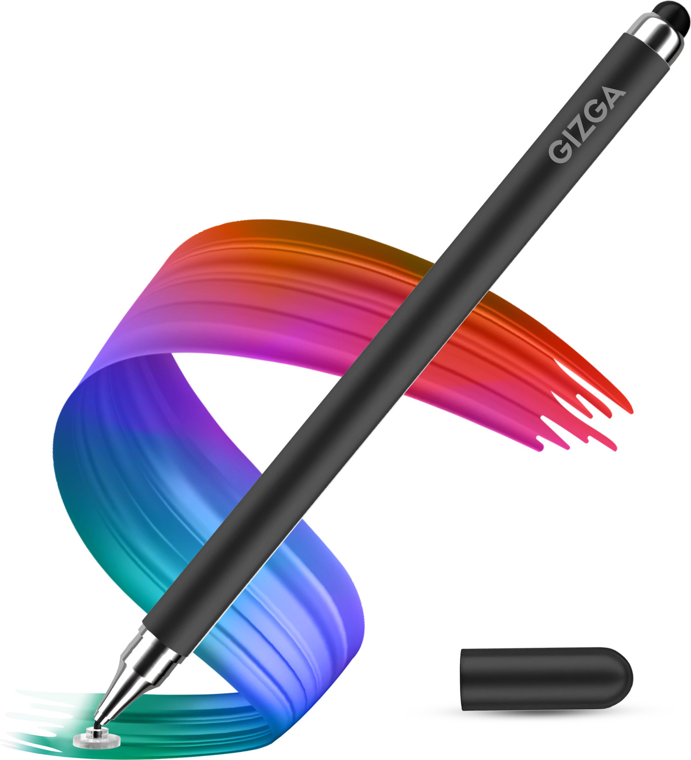 Gizga Essentials 3rd Generation Capacitive Stylus Pen for Touch Screens Devices, Fine Point, Lightweight Metal Body with Magnetism Cover Cap for Smartphones/Tablets/iPad/iPad Pro/iPhone Stylus  (Black)