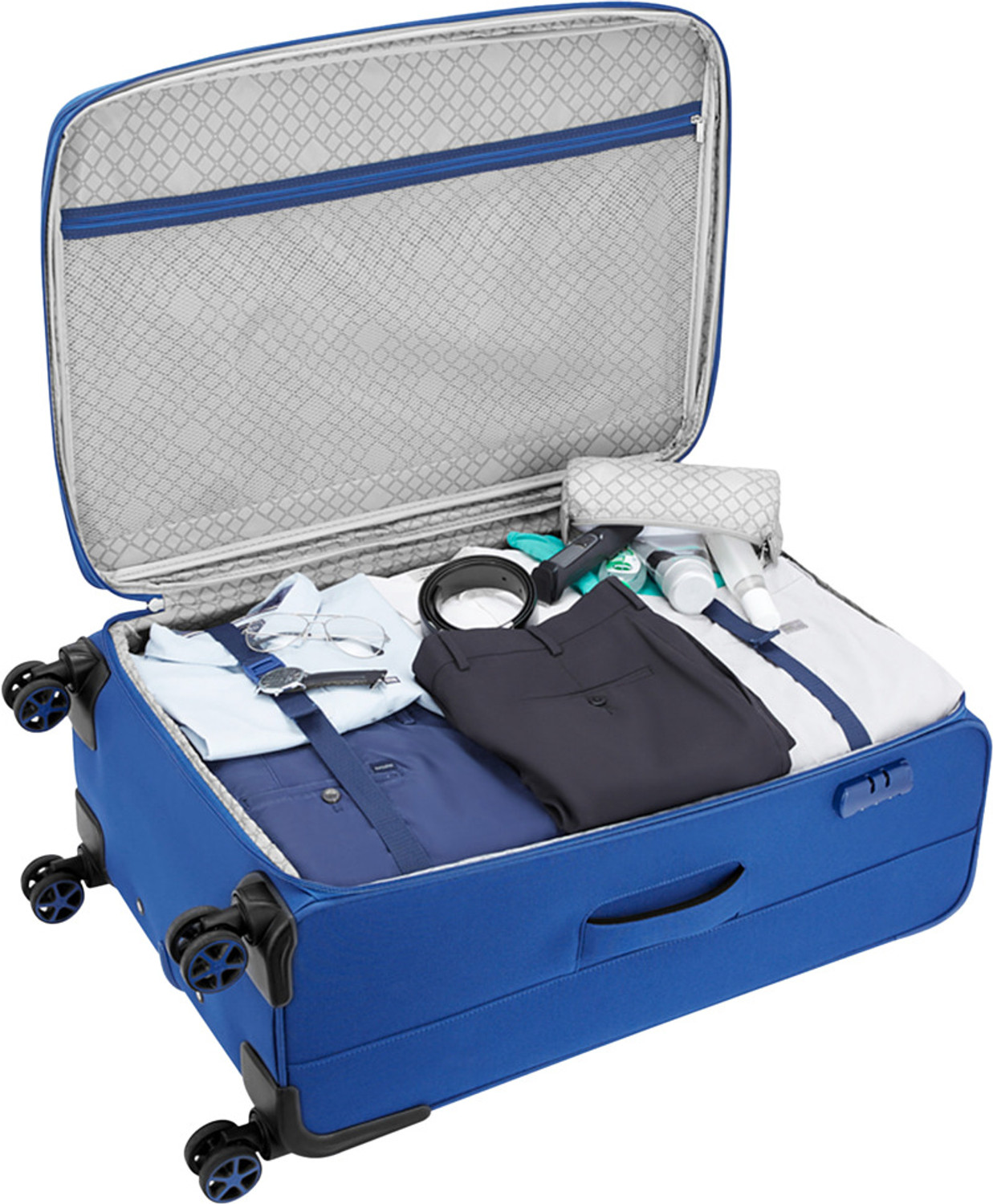 Image of SAFARI Large Check-in Suitcase (81 cm) 8 Wheels - Suitcase trolley bag with 360 Wheeling 8 Wheeler, Secure Zipper - Blue