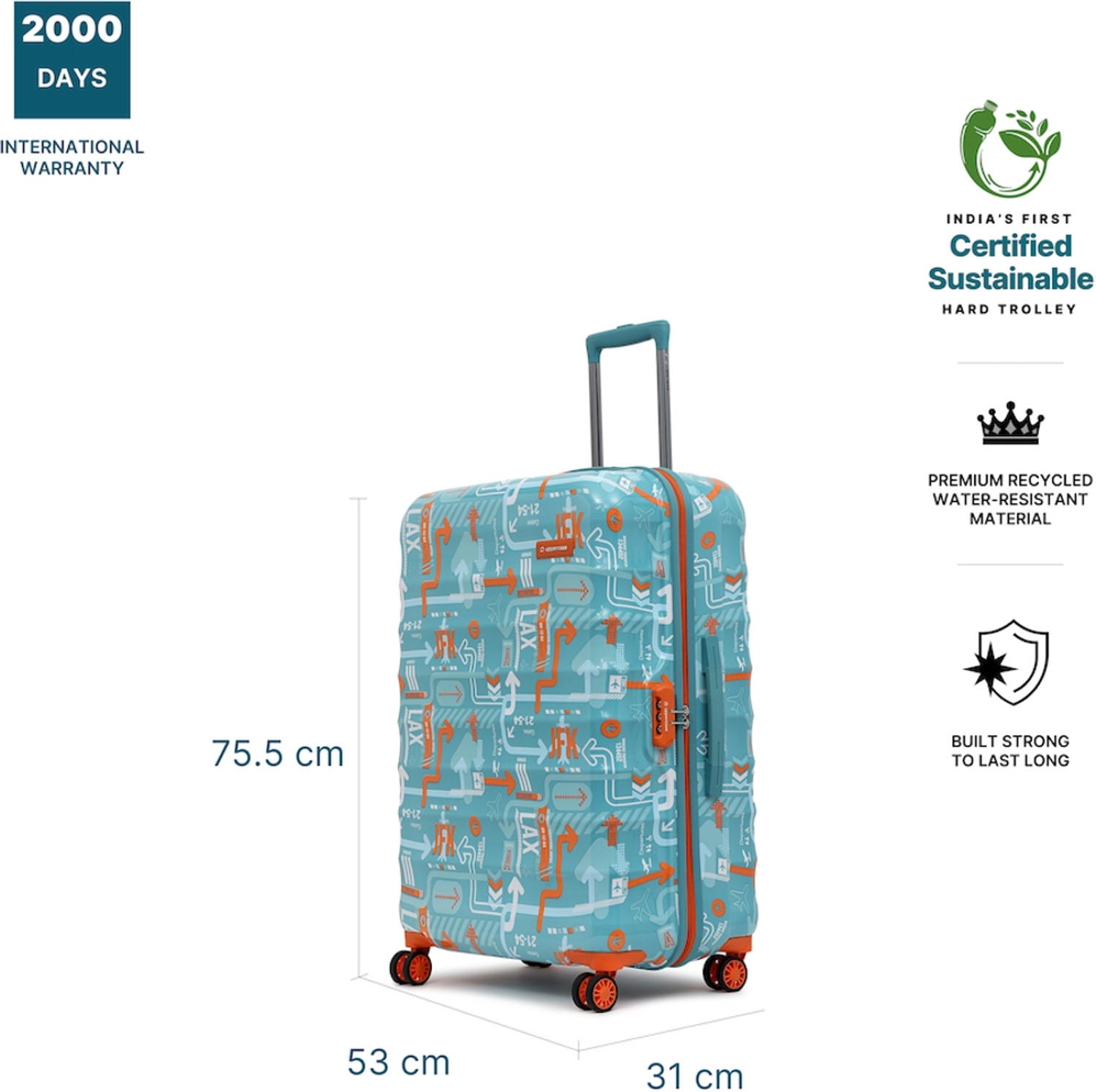 Image of Uppercase Large - 76cm Hardsided Trolley Bag Check-in Suitcase 8 Wheels - 30 inch