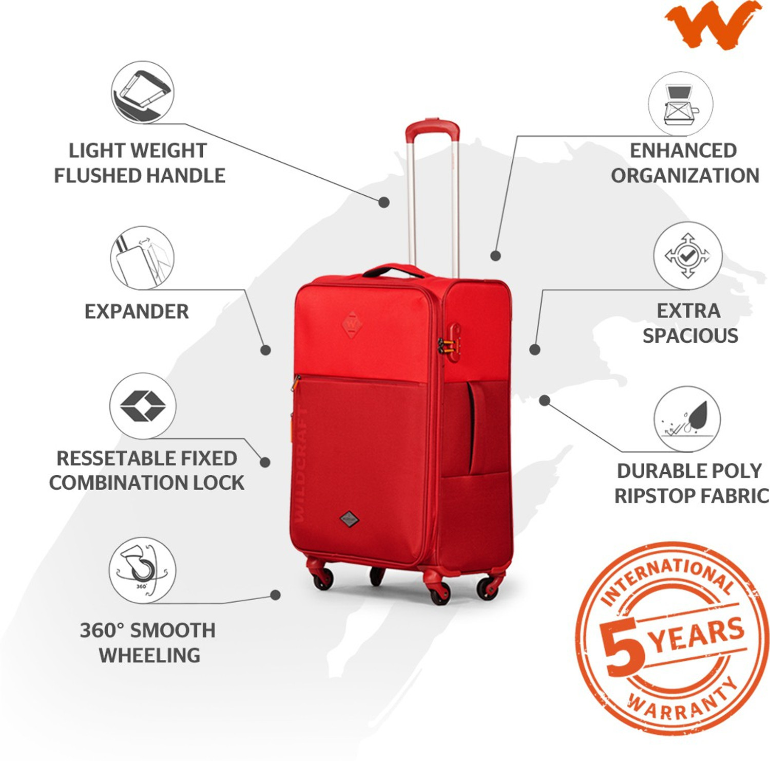 Wildcraft Travel Case Rover Expandable Checkin Suitcase 27 inch