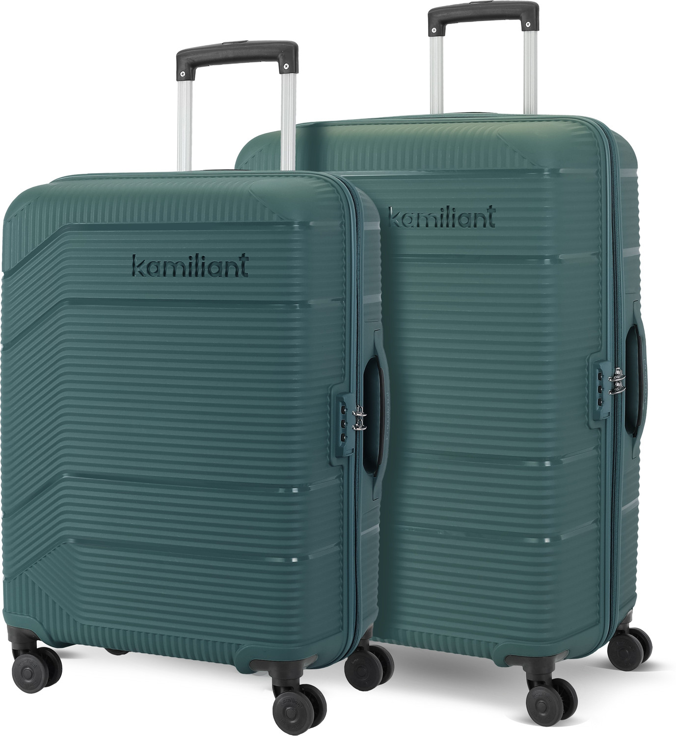 Hard Body Set of 2 Luggage 8 Wheels - ARMOR - Dark Green