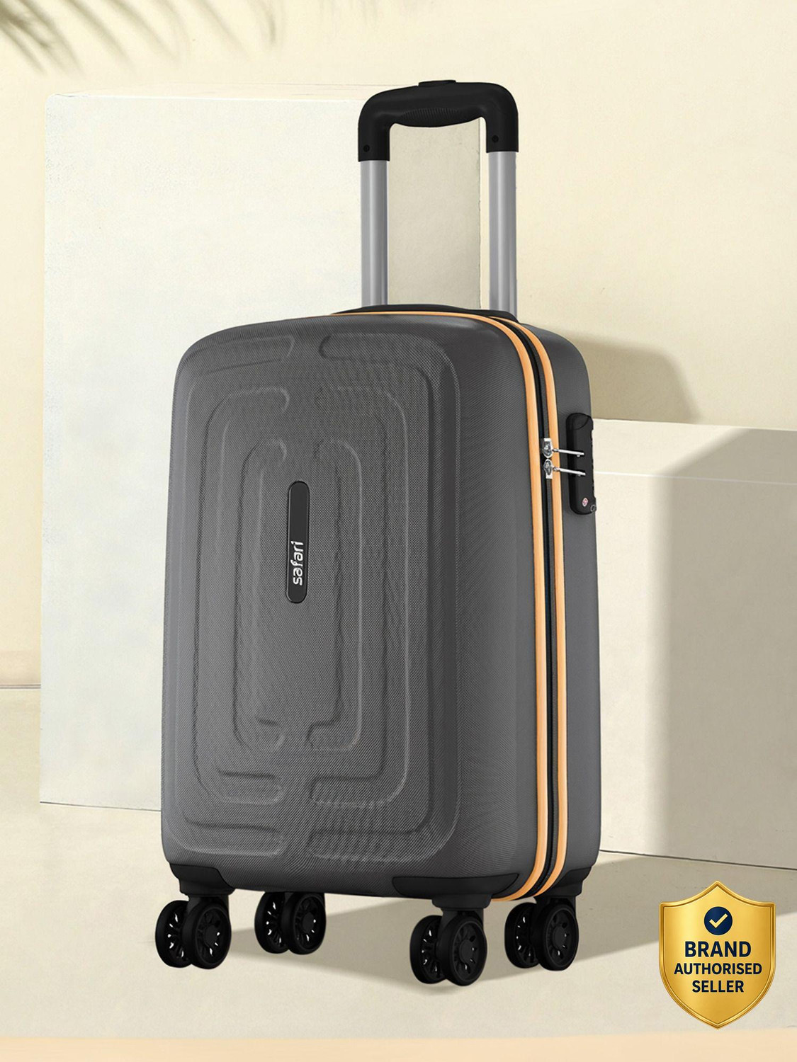 Image of SAFARI Small Cabin Suitcase (49 cm) 8 Wheels - Aviator 50 cm Cabin Overnighter Laptop pilot trolley bag,Hard case,360 Degree - Grey