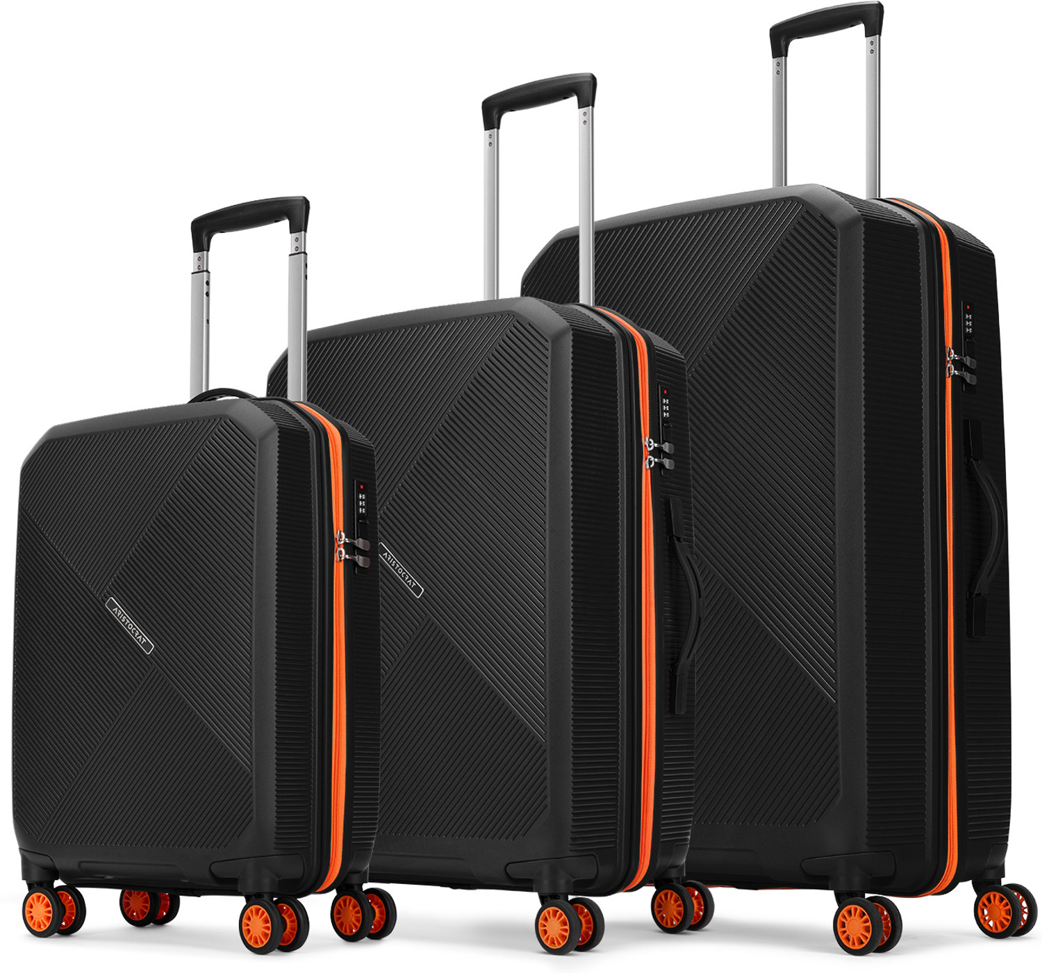 Hard Body Set of 3 Luggage 8 Wheels - Apex Hard Side Polypropylene Lug