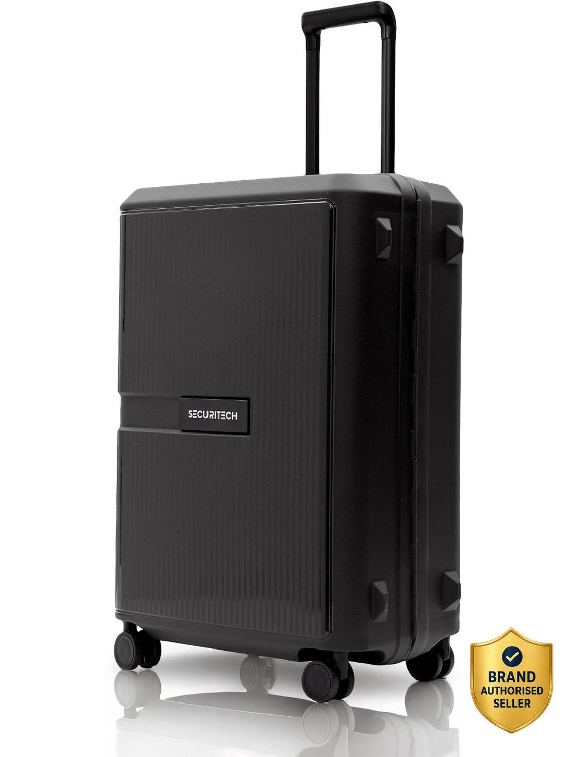 Medium Check-in Suitcase (66.5 cm) 8 Wheels - SECURITECH STONE - Black