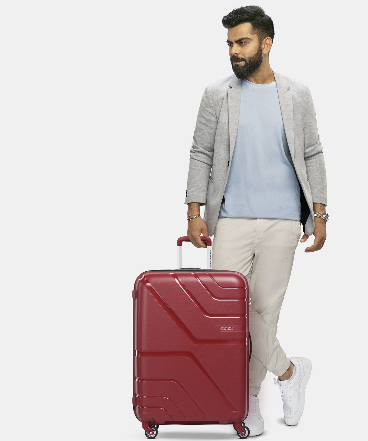 Image of AMERICAN TOURISTER Upland Dark Red Trolley Bag(AMT UPLAND SP 68 /25-D.RED) Check-in Suitcase 4 Wheels - 27 inch