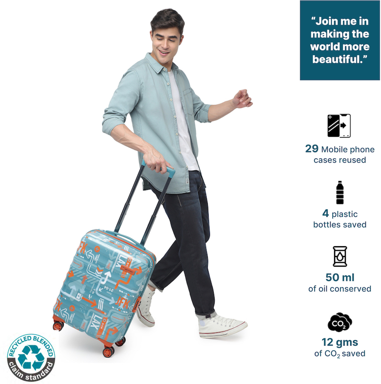 Image of Uppercase JFK Small 56cm Hardsided Trolley Bag Cabin Suitcase 8 Wheels - 22 inch