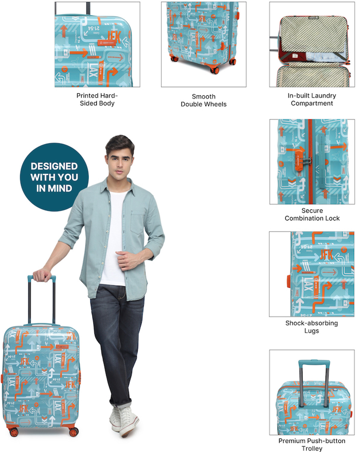 Image of Uppercase JFK Medium - 66cm Hardsided Trolley Bag Check-in Suitcase 8 Wheels - 26 inch
