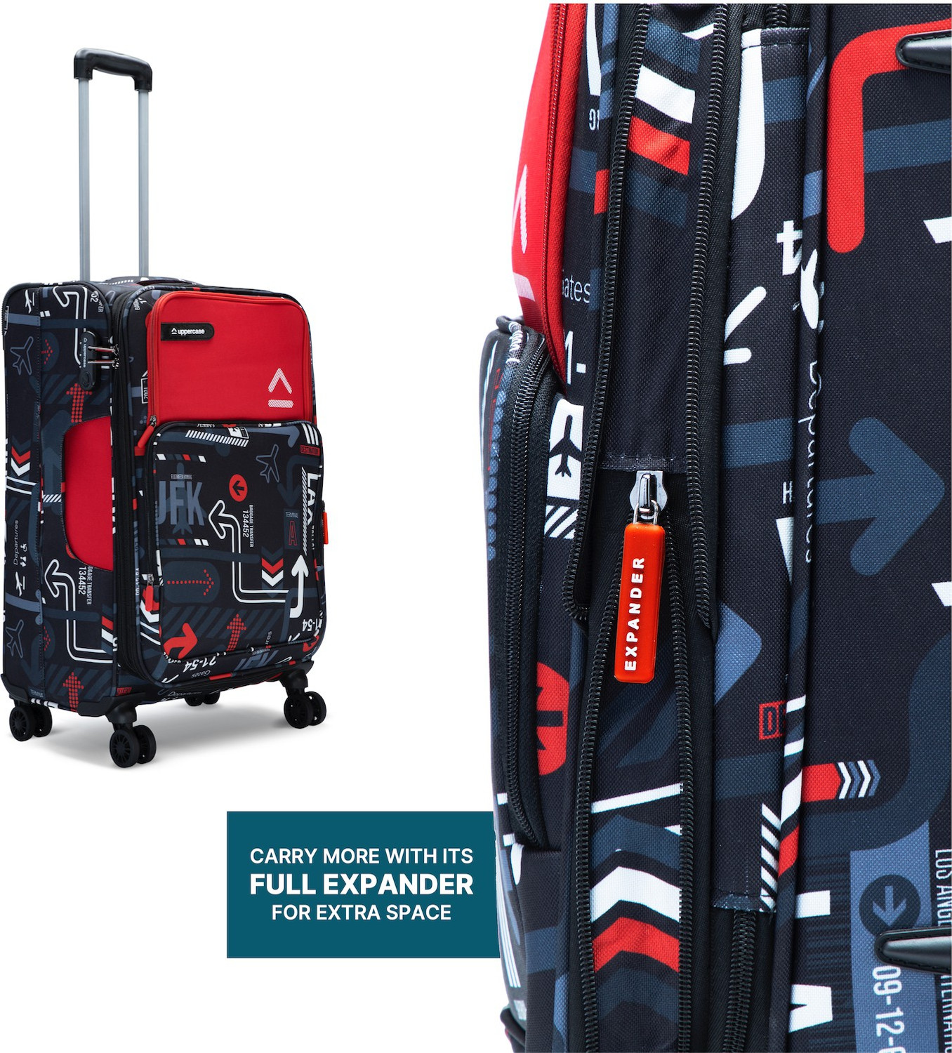 Image of Uppercase JFK Medium Check-in 68cm Softsided Trolley Bag Expandable Check-in Suitcase 8 Wheels - 27 inch