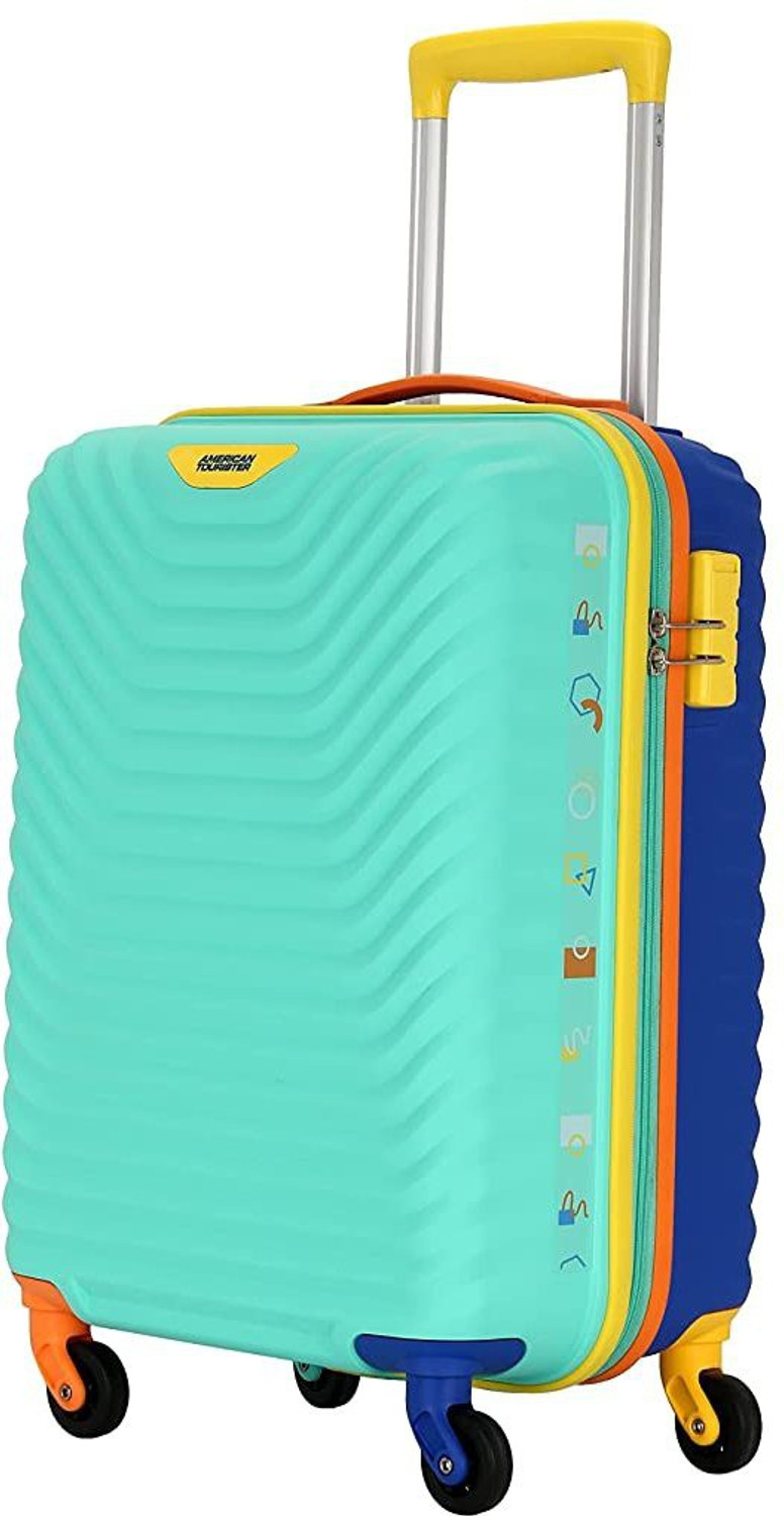 Image of AMERICAN TOURISTER Hard Luggage Trolley Cabin Size Multicolor Cabin Suitcase 4 Wheels - 20 inch