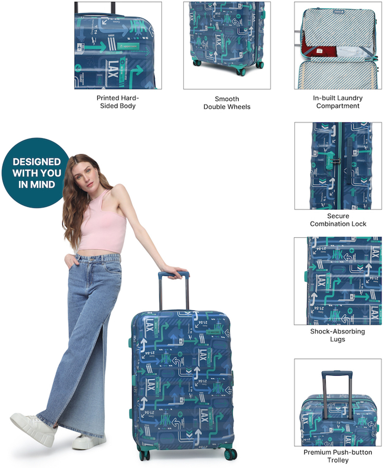Image of Uppercase JFK Large Check-in 76cm Hardsided Trolley Bag Check-in Suitcase 8 Wheels - 30 inch