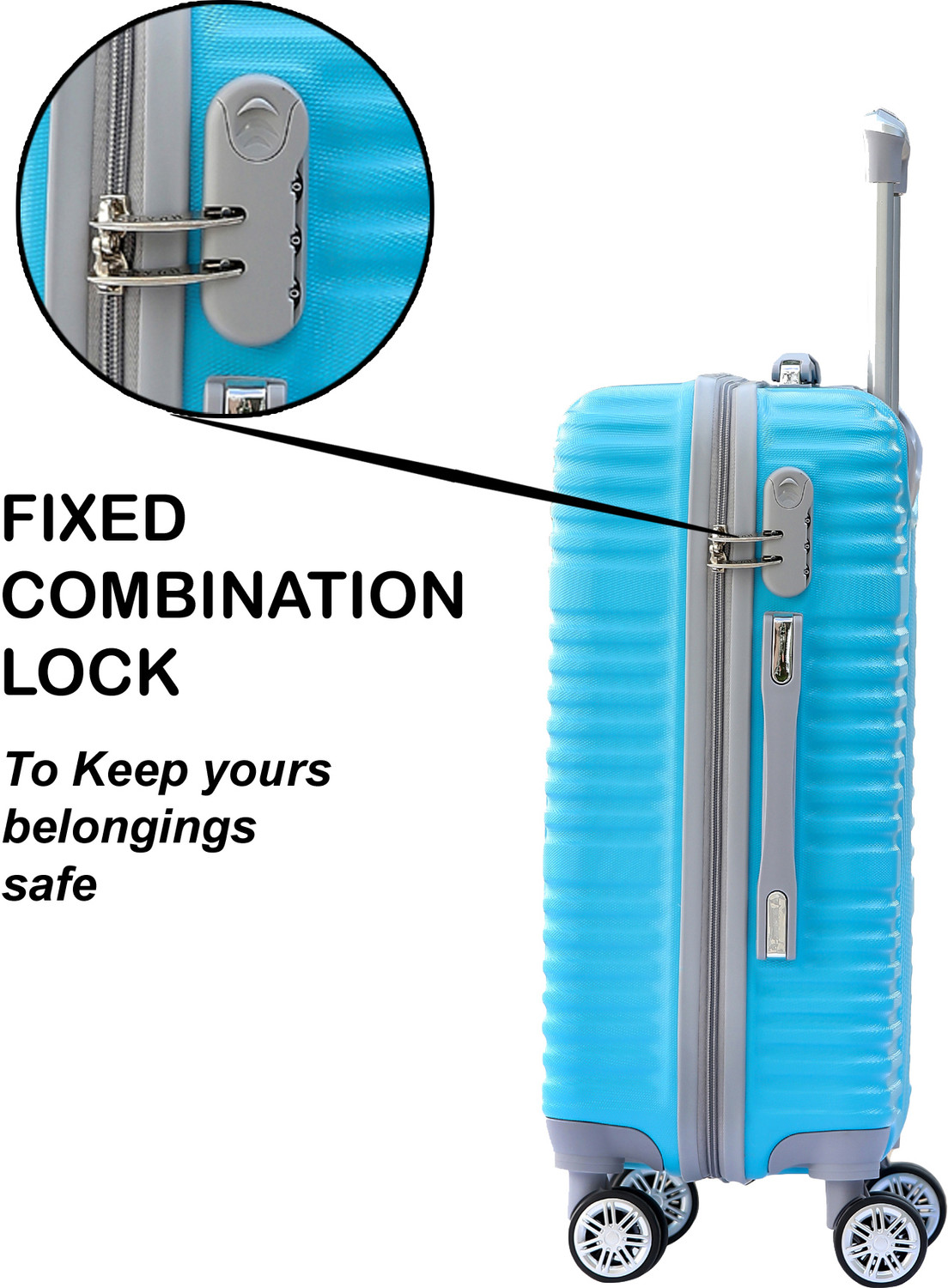 Image of Kandel London Hard Sided ABS and PC 4 Wheel Spinner, Unbreakable Bag with Combi Lock(ZX-2583) Check-in Suitcase 8 Wheels - 26 inch