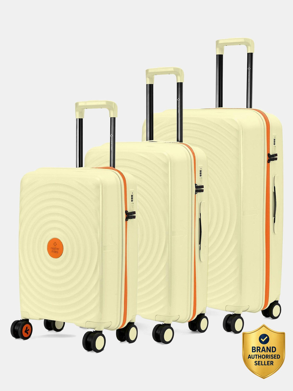 NASHER MILES Goa Hard-sided Polypropylene Luggage Set of 3 Cream Yello