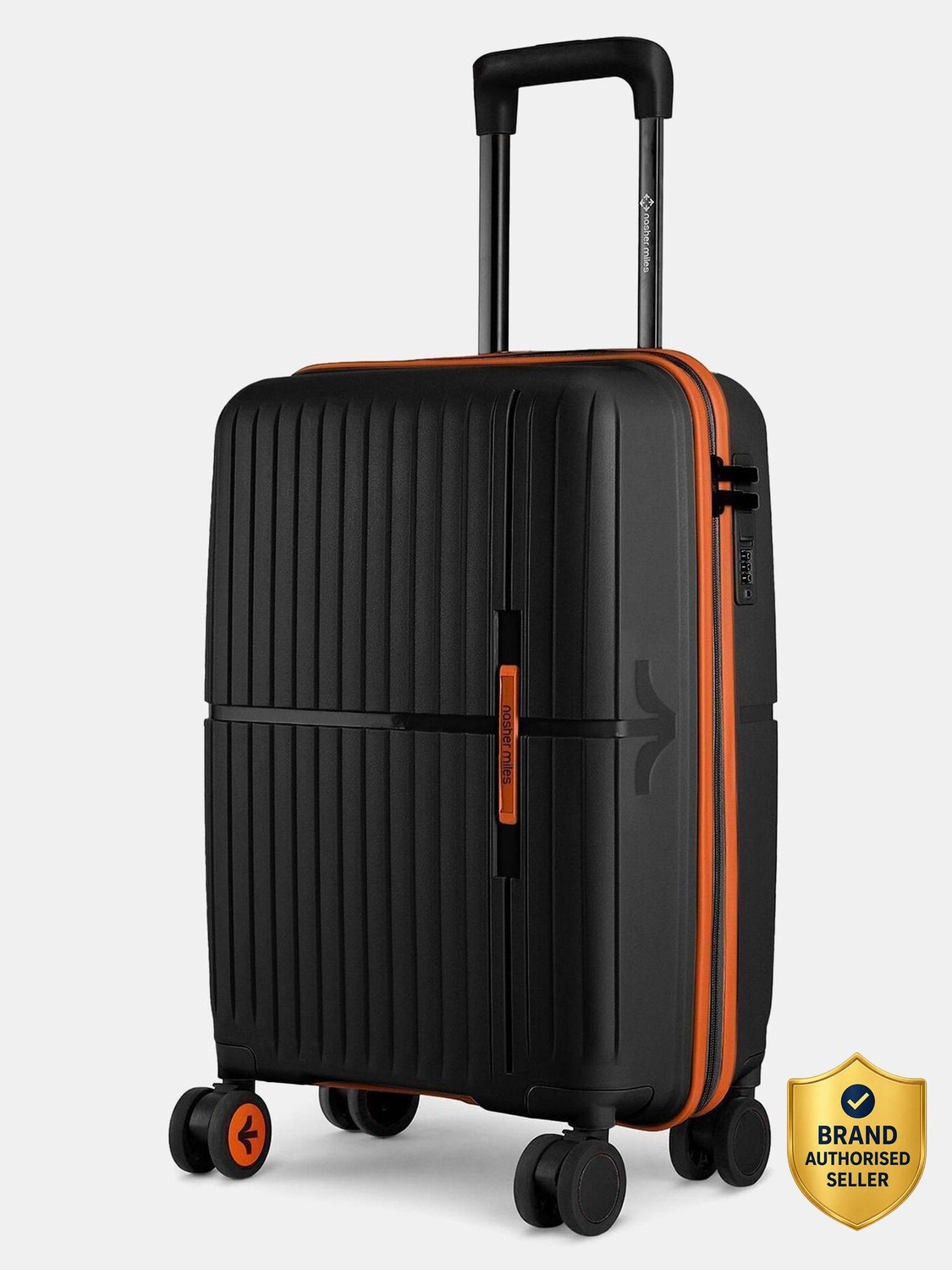 NASHER MILES Springfield Hard-Sided Polypropylene Cabin Luggage Black 55cm Trolley Bag Cabin Suitcase 8 Wheels - 20 inch