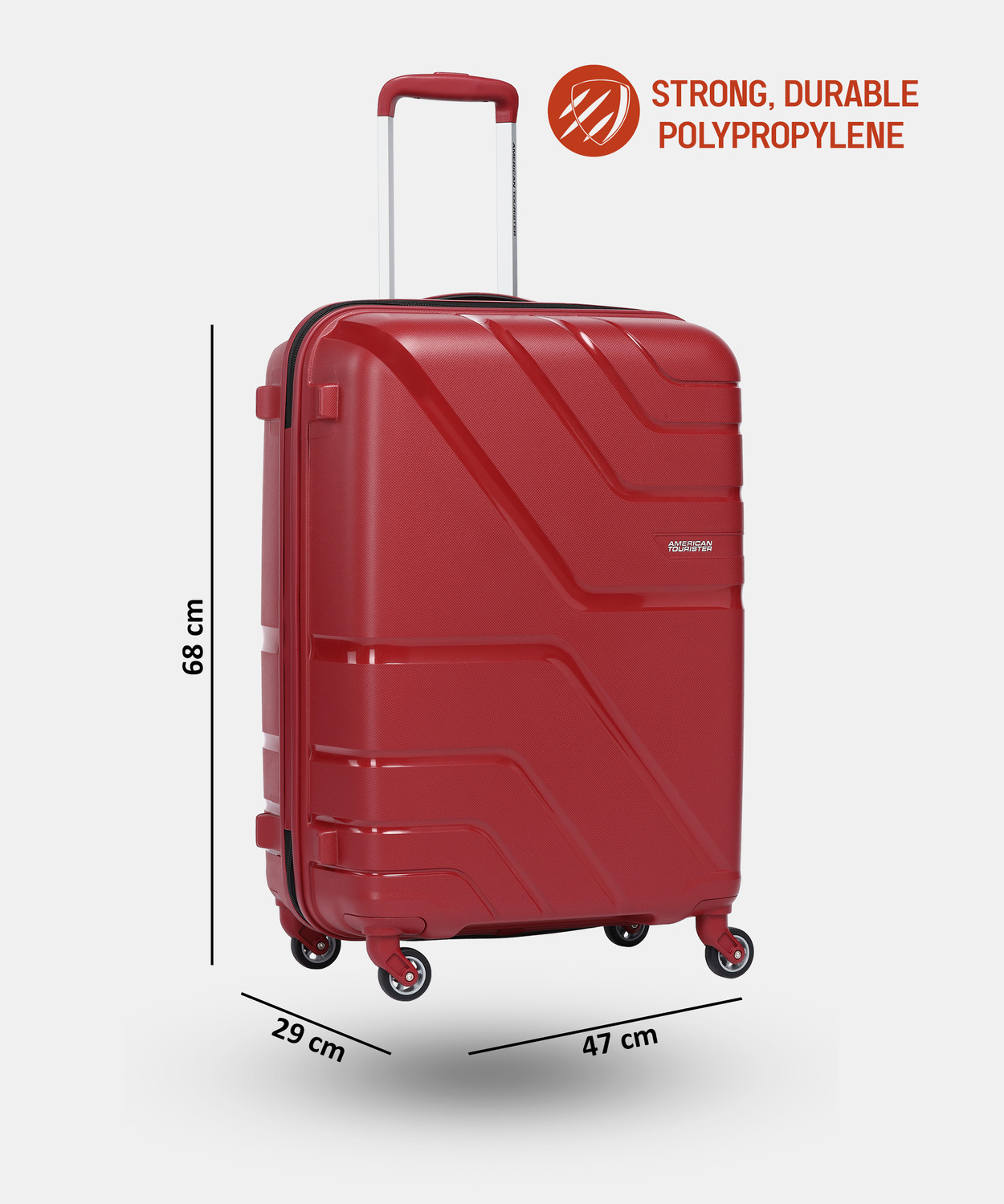 Image of AMERICAN TOURISTER Upland Dark Red Trolley Bag(AMT UPLAND SP 68 /25-D.RED) Check-in Suitcase 4 Wheels - 27 inch