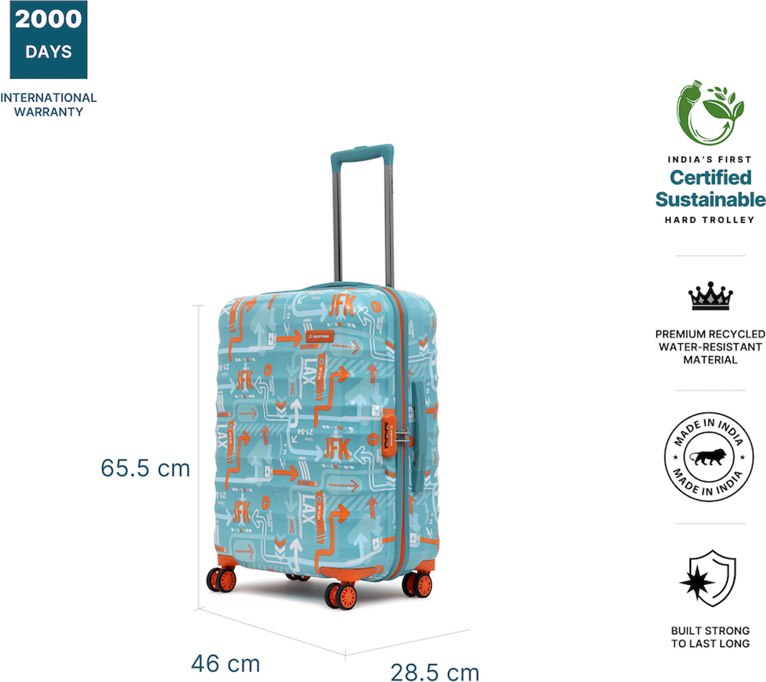 Image of Uppercase JFK Medium - 66cm Hardsided Trolley Bag Check-in Suitcase 8 Wheels - 26 inch