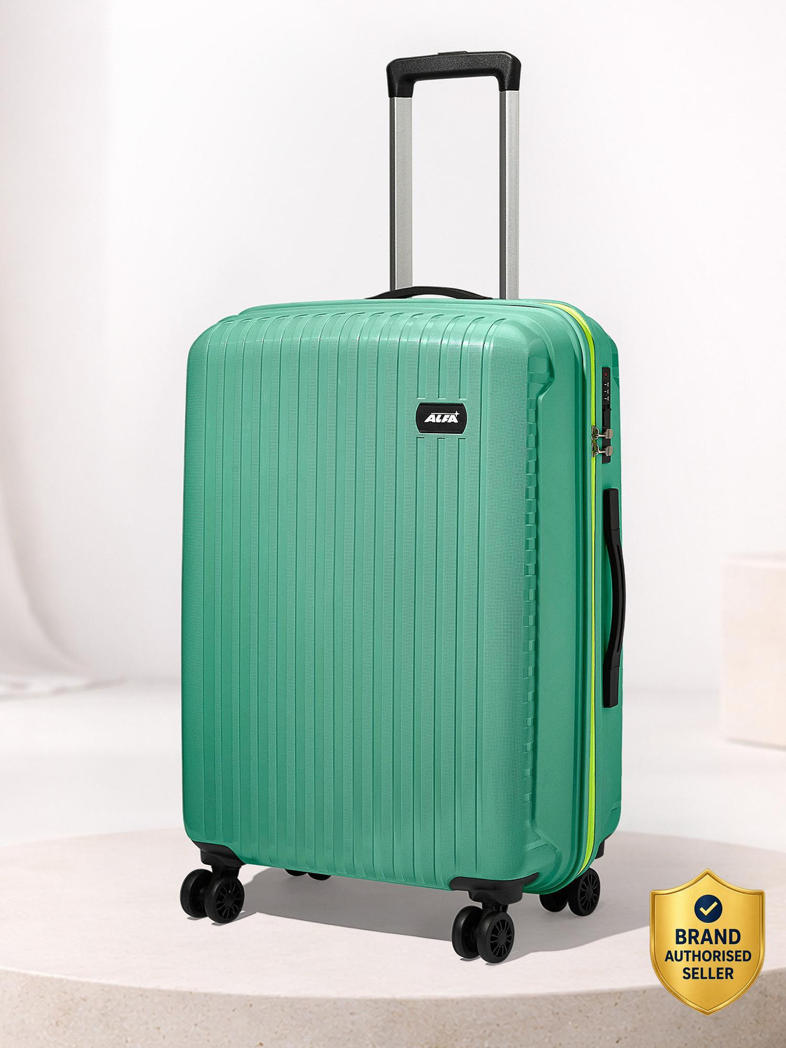 Medium Check-in Suitcase (66 cm) 8 Wheels - Excel Secure Hard Side Luggage | Trolley Bag With Flushed Combination Lock - Green