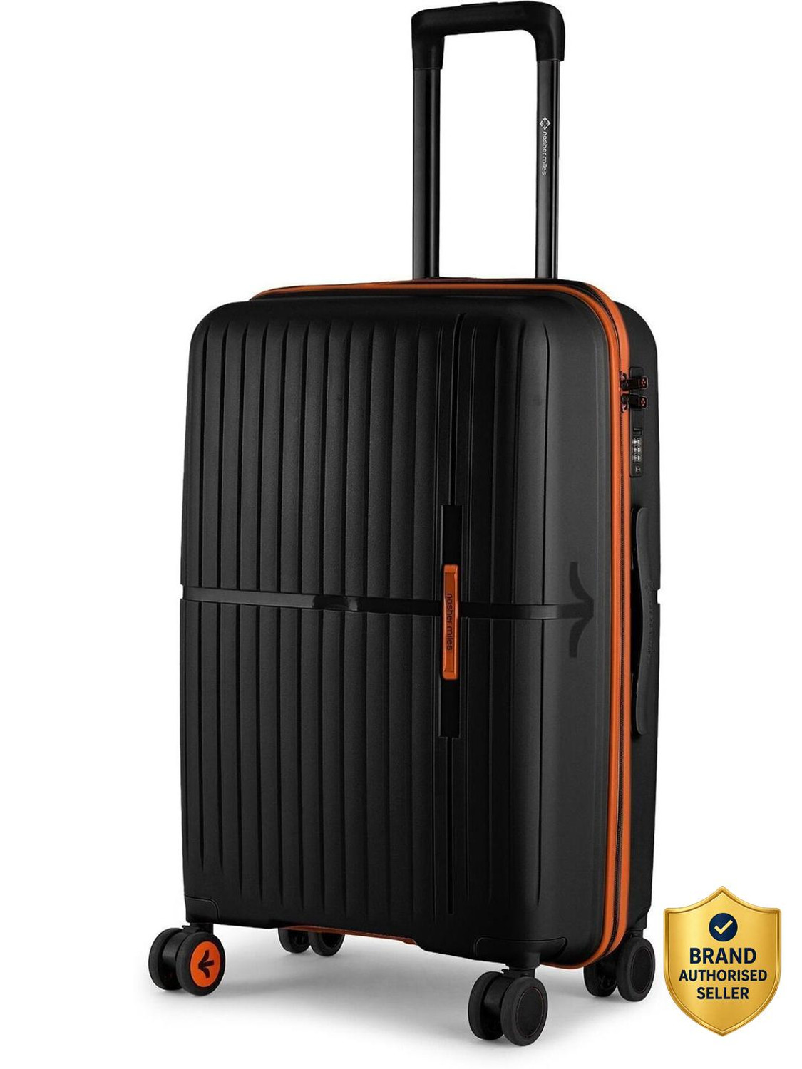 NASHER MILES Springfield Hard-Sided Polypropylene Check-in Luggage Black 65cm Trolley Bag Check-in Suitcase 8 Wheels - 24 inch