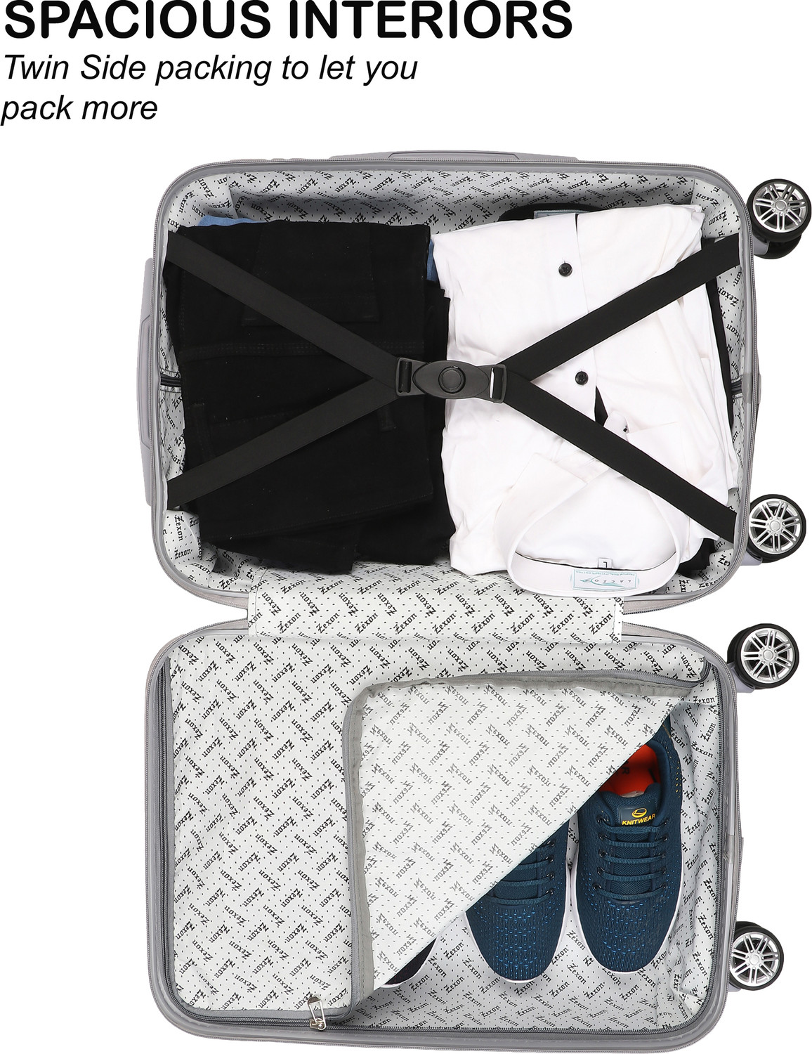 Image of Kandel London Hard Sided ABS and PC 4 Wheel Spinner, Unbreakable Bag with Combi Lock(ZX-2583) Check-in Suitcase 8 Wheels - 26 inch