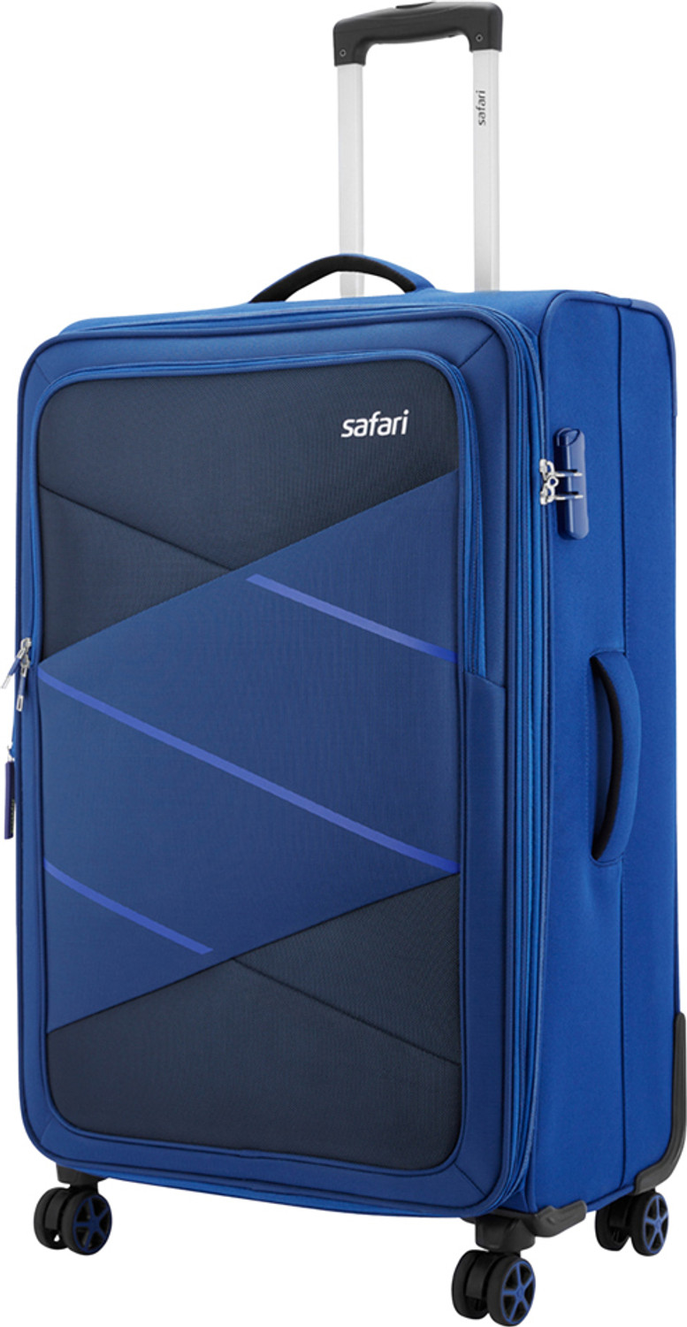 Image of SAFARI Large Check-in Suitcase (81 cm) 8 Wheels - Suitcase trolley bag with 360 Wheeling 8 Wheeler, Secure Zipper - Blue