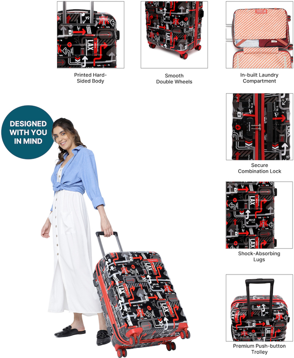 Image of Uppercase Medium - 66cm Hardsided Trolley Bag Check-in Suitcase 8 Wheels - 26 inch