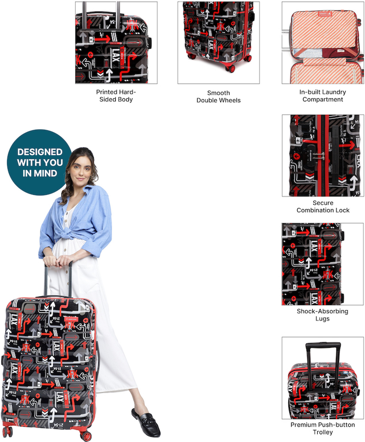 Image of Uppercase JFK Large Check-in 76cm Hardsided Trolley Bag Check-in Suitcase 8 Wheels - 30 inch