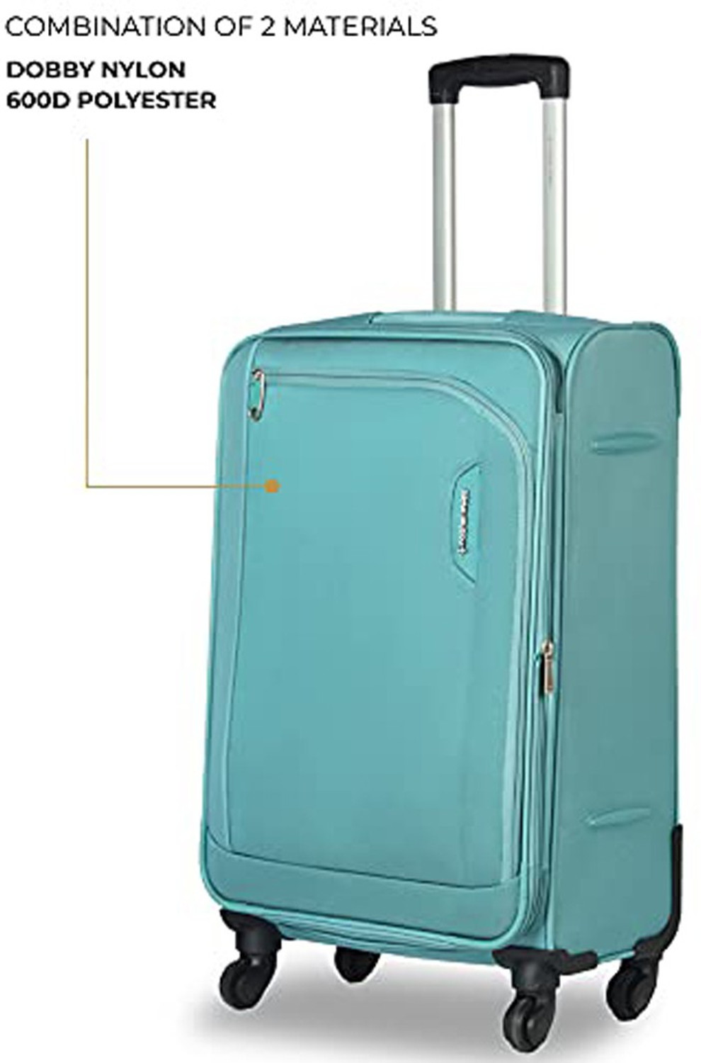 Image of NASHER MILES Dallas Expander soft-sided Polyester Cabin Luggage Cyan 20 inch |55cm Trolley bag Expandable Cabin Suitcase 4 Wheels - 20 inch